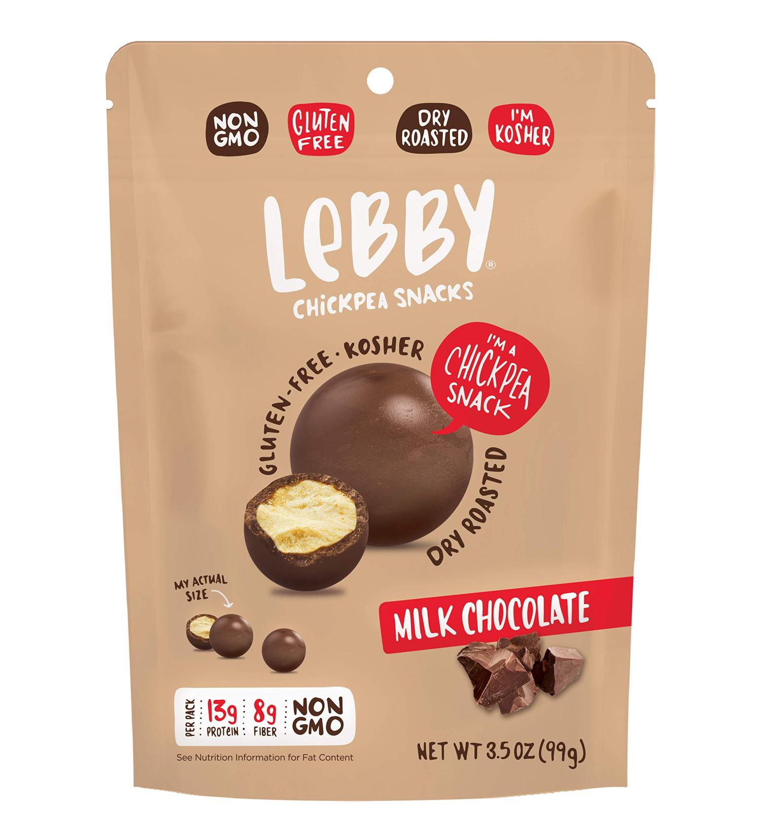 Lebby Chickpea Snacks - Milk Chocolate, Gluten Free, High Protein & Fiber, 6 Pack (3.5 oz) - Buy Online on GoSupps.com