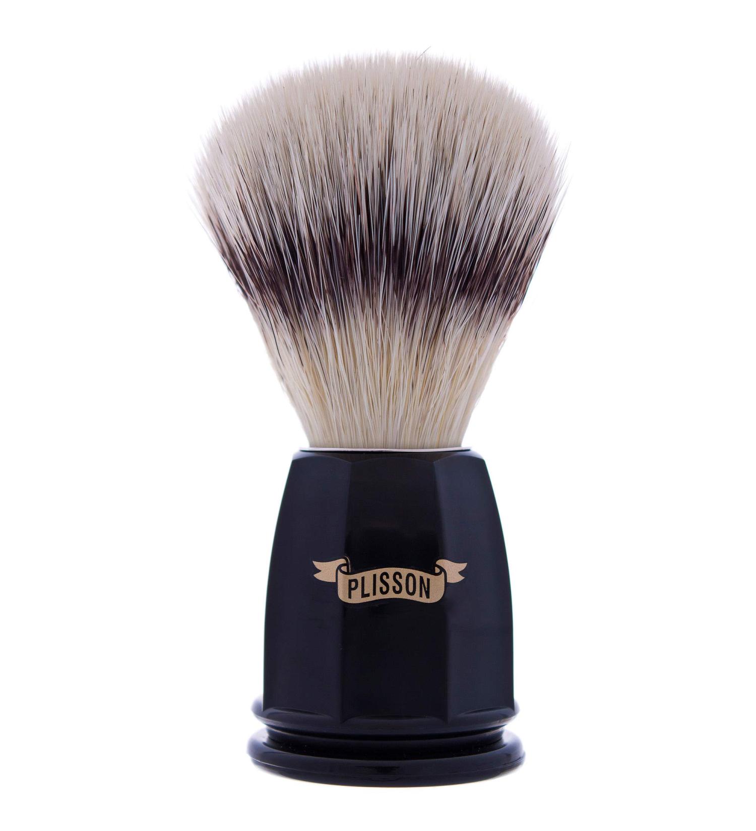 Plisson High-Quality Synthetic Fiber Razor Brush - Acetate Black Handle Size 12 | Comfort & Gentle Shaving - French Made - Buy Online on GoSupps.com
