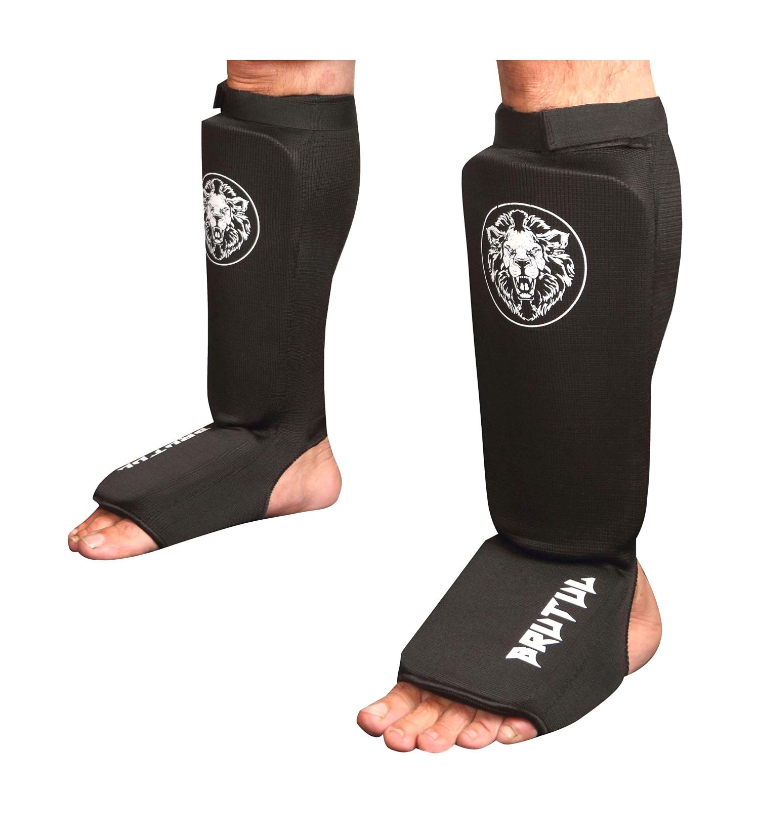 Brutul Cloth Shin & Instep Guards | Training Sparring Shin Pads | MMA, Muay Thai, Karate | Washable | Black - Large/X-Large - Buy Online on GoSupps.com