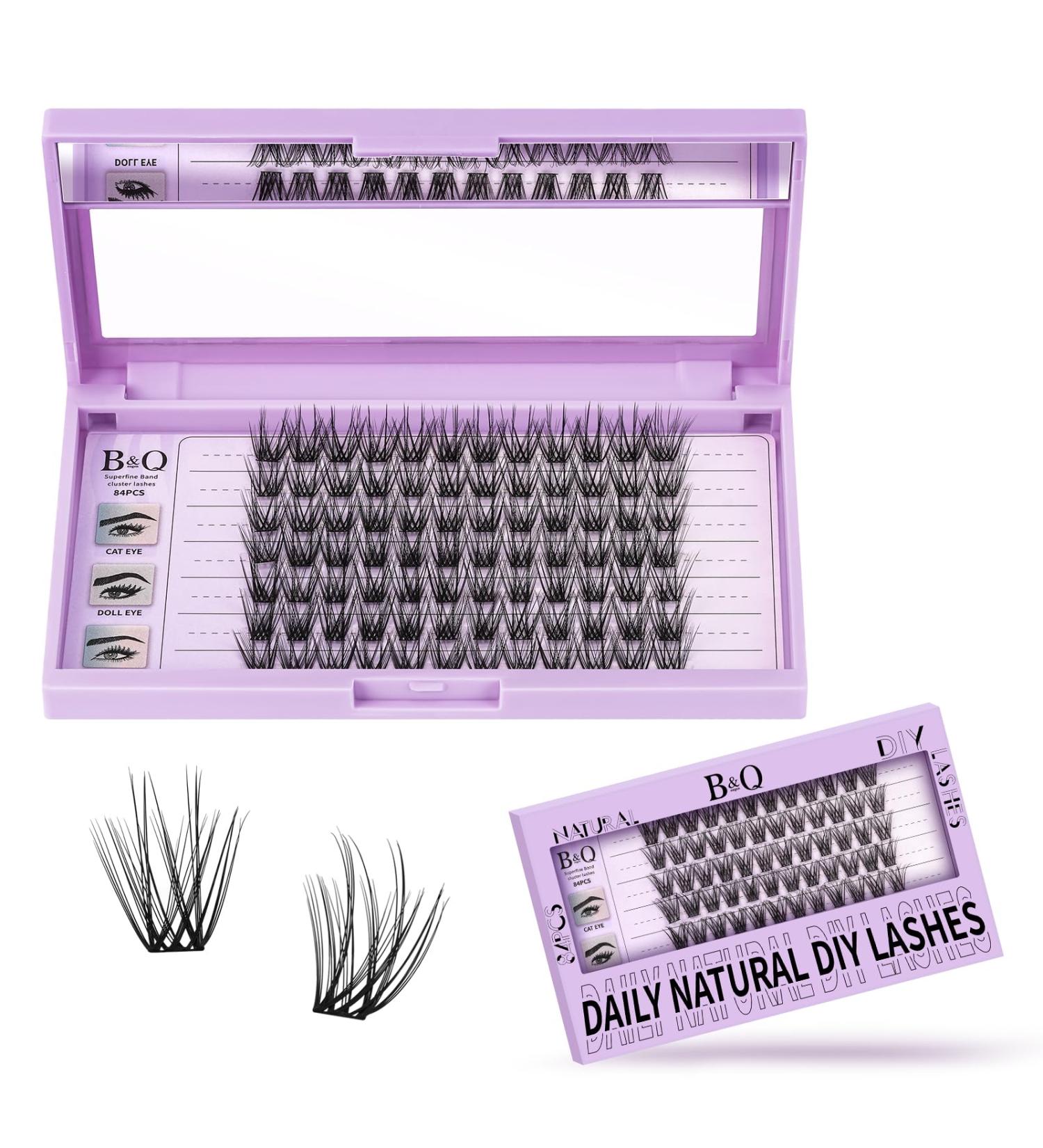 Eyelash Extensions 84 PCs Z06 B & Q | DIY Individual Eyelash Clusters for Beginners | Reusable D-16mm Lashes for Home Use - Buy Online on GoSupps.com