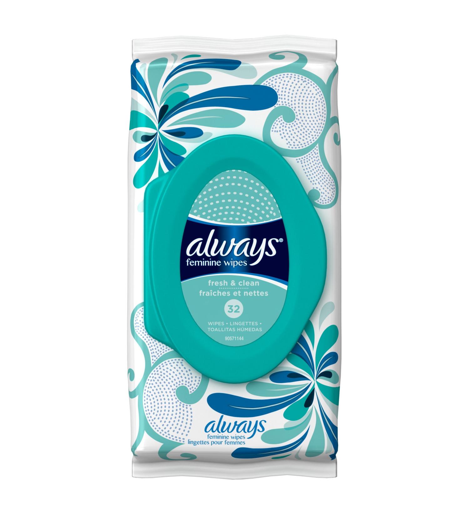 Always Feminine Wipes Fresh & Clean Scent 0.498 lb (Pack of 4) - Gentle Intimate Hygiene - Buy Online on GoSupps.com