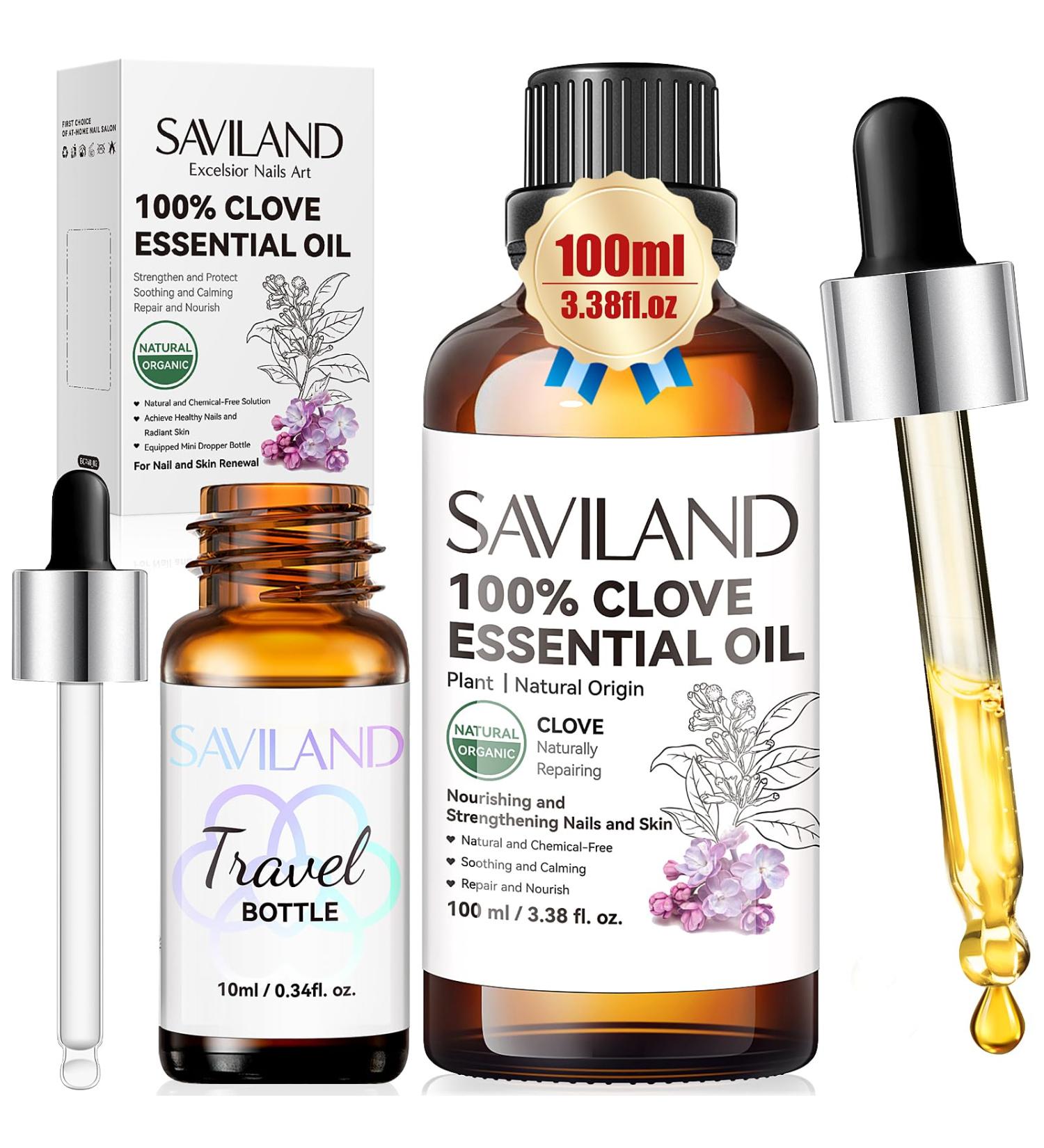 SAVILAND 100ml Clove Oil Essential Oils for Nail Fungus: Natural Nail Cuticle Oil for Nail Care Nail Moisturizing Strengthener & Growth Repair Fugal Damaged Nails Cuticle Hand Foot - Buy Online on GoSupps.com