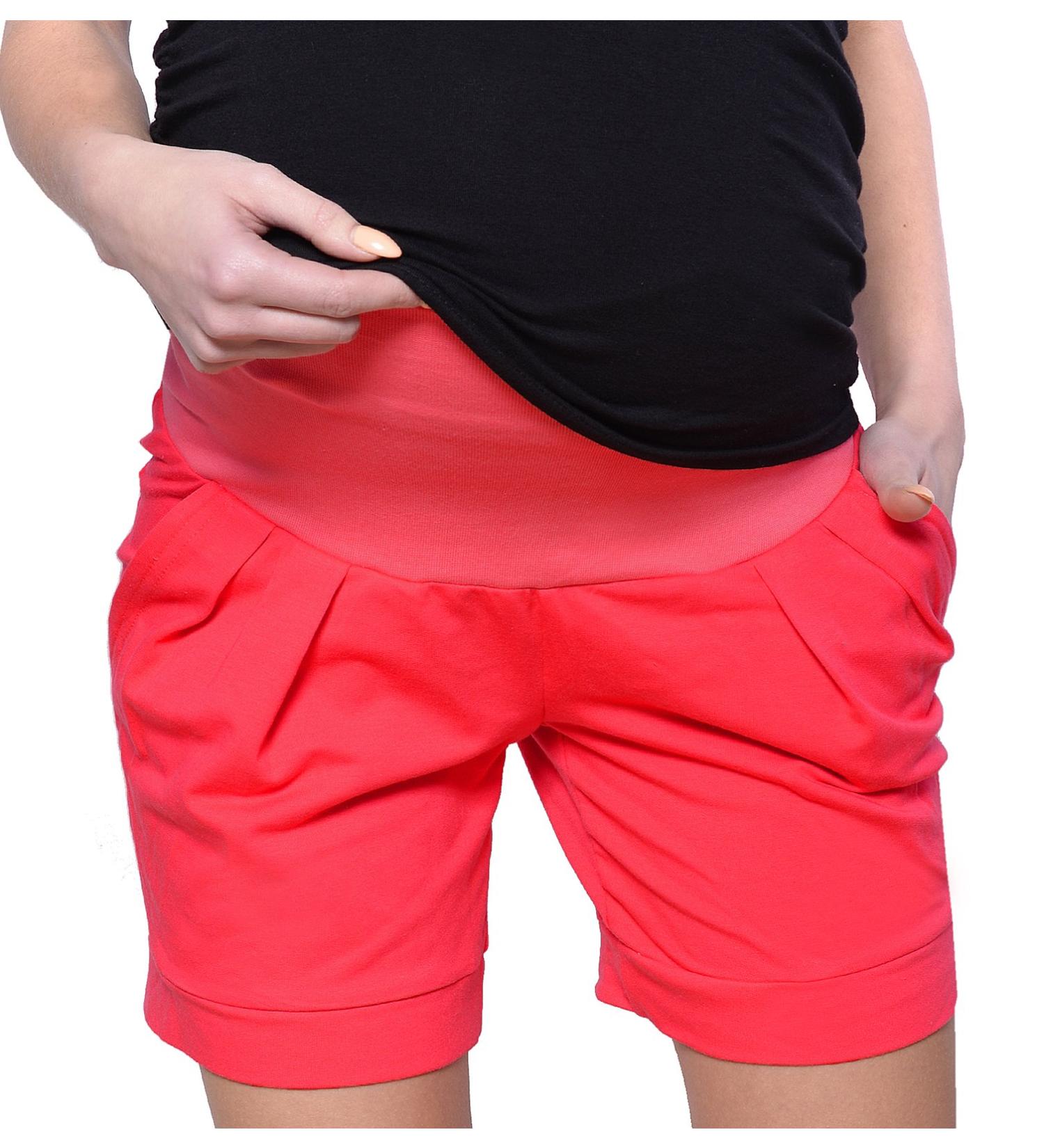 Mija - Maternity Shorts Pants Trousers with Over Bump Panel 1047 18 Red