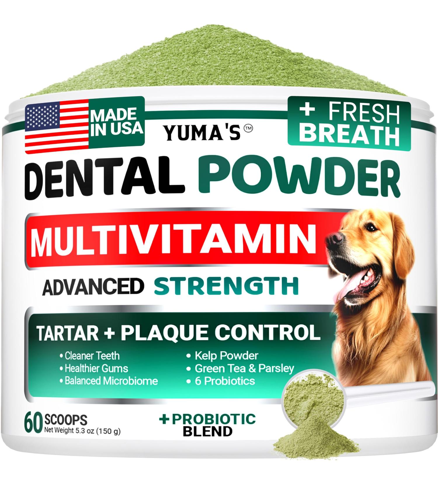 Advanced Dog Dental Powder Breath Freshener with Multivitamin Dog Teeth Cleaning Bad Breath & Tartar and Plaque Off Remover for Dogs Probiotics lab co Pet Oral Care - Vitamins and Supplements Multivitamin 5.3 OZ - Buy Online on GoSupps.com