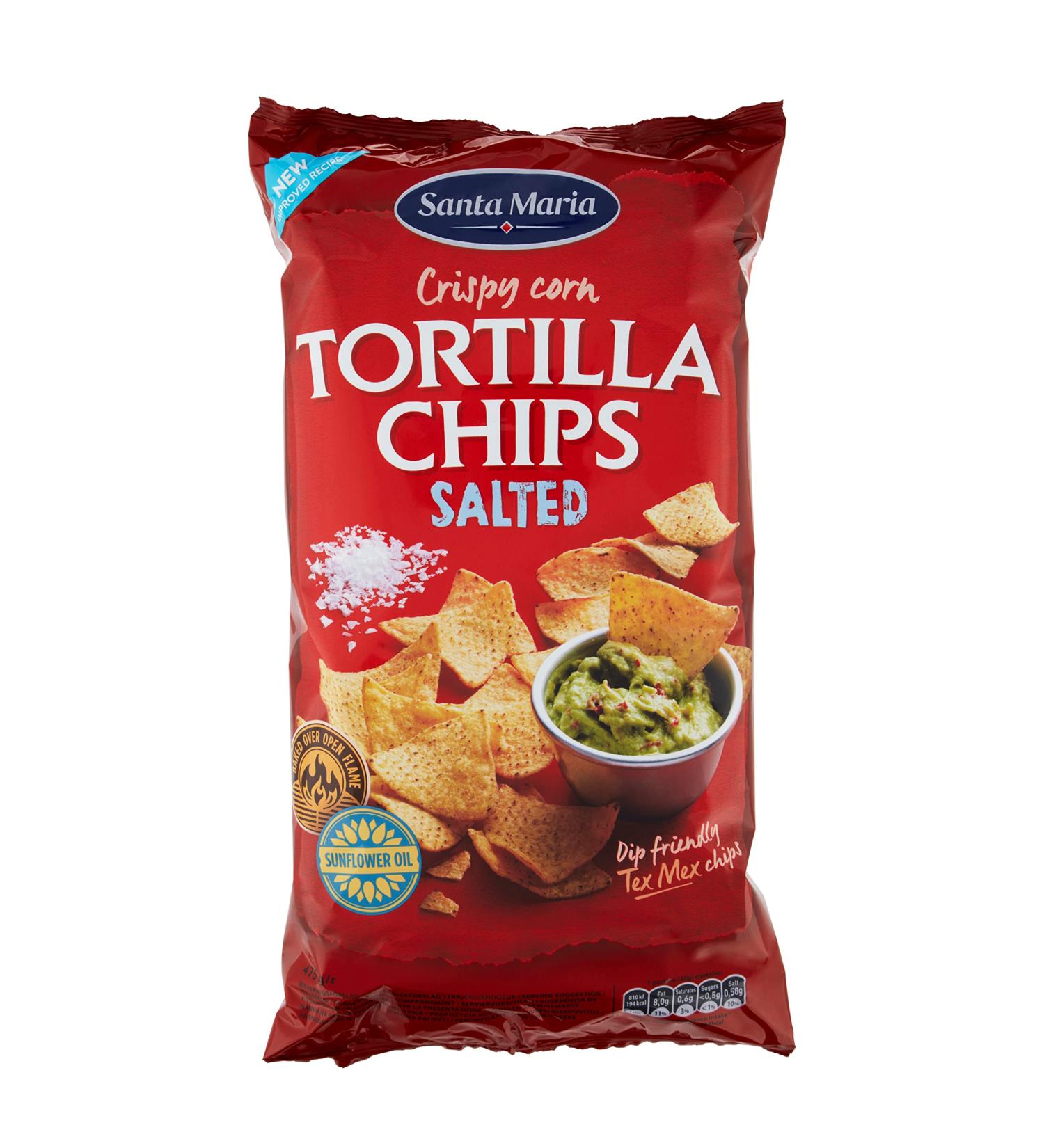  Santa Maria Santa Maria Salted Tortilla Chips 475g | Lightly Salted Corn Chips | Ideal for Serving with Mexican Fajita Burrito Quesadilla and Enchilada Red - Buy Online on GoSupps.com
