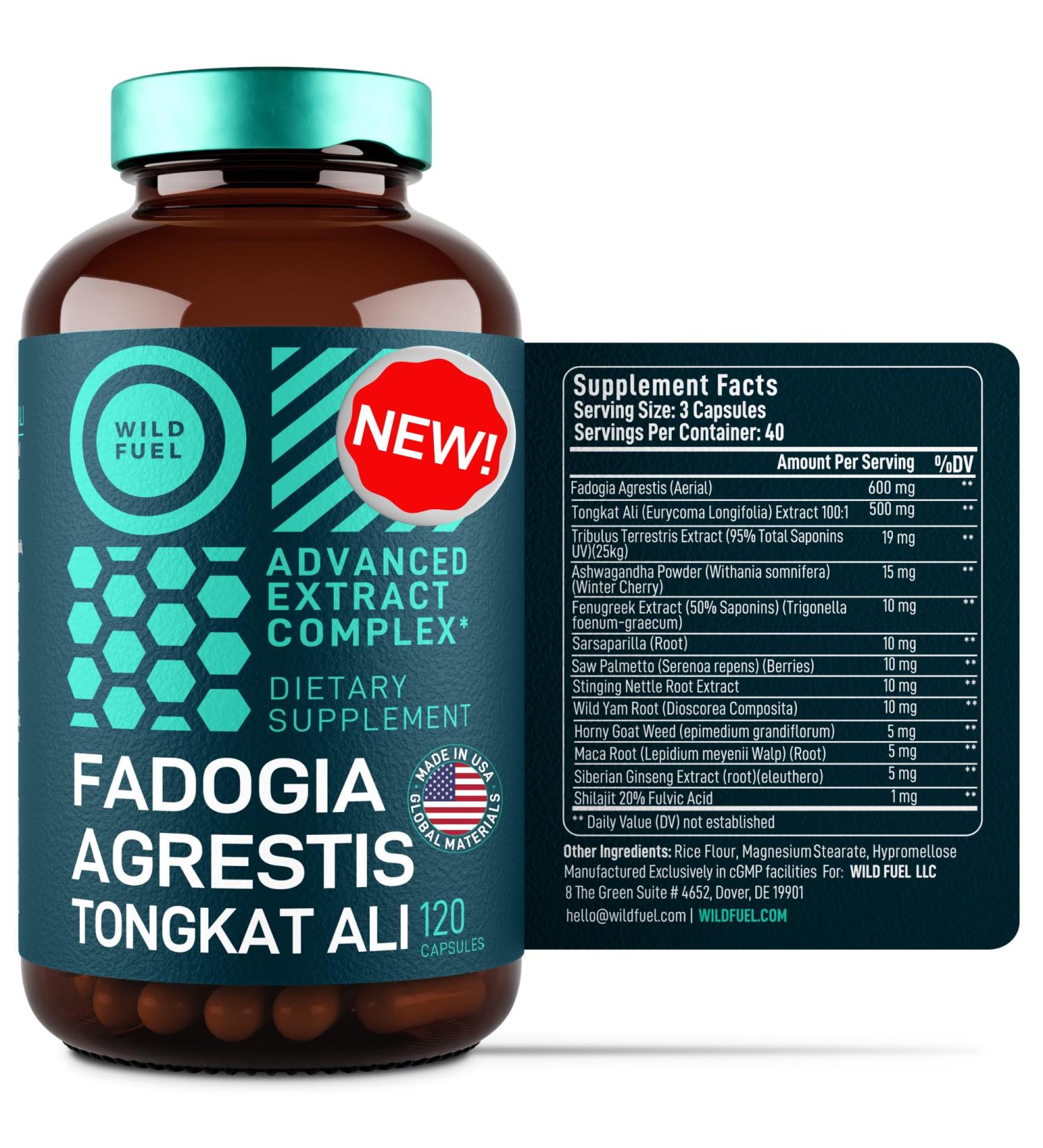 Fadogia Agrestis & Tongkat Ali Supplement - 600mg Fadogia 500mg Longjack for Muscle & Strength - Ashwagandha Maca Fenugreek Complex - 120 Caps - Buy Online on GoSupps.com