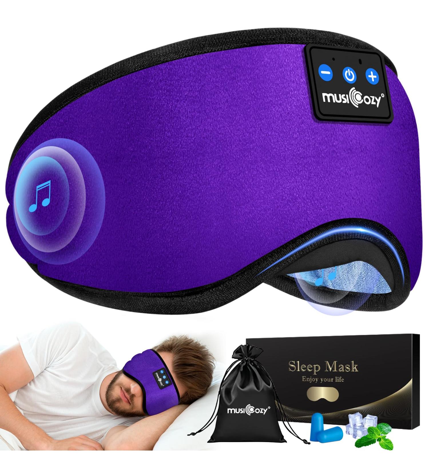 Bluetooth Sleep Headphones Eye Mask for Side Sleepers/Nap/Travel - 14 Hrs Playtime - Comfy & Ultra-Soft - Violet - Buy Online on GoSupps.com