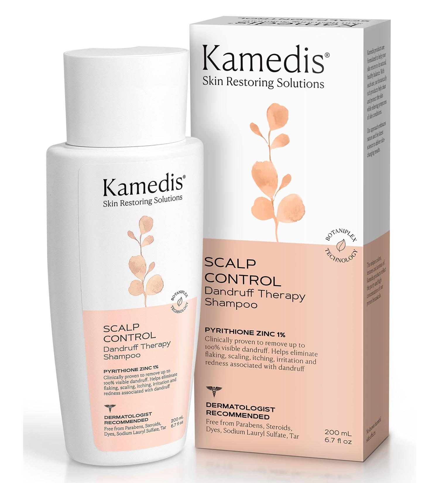 KAMEDIS Dandruff Therapy Shampoo - Soothes Itchy, Flaky, Red Scalp - Paraben-Free, Dye-Free, SLS Free - Clinically Proven - 6.7 Fl Oz - Made in USA - Buy Online on GoSupps.com