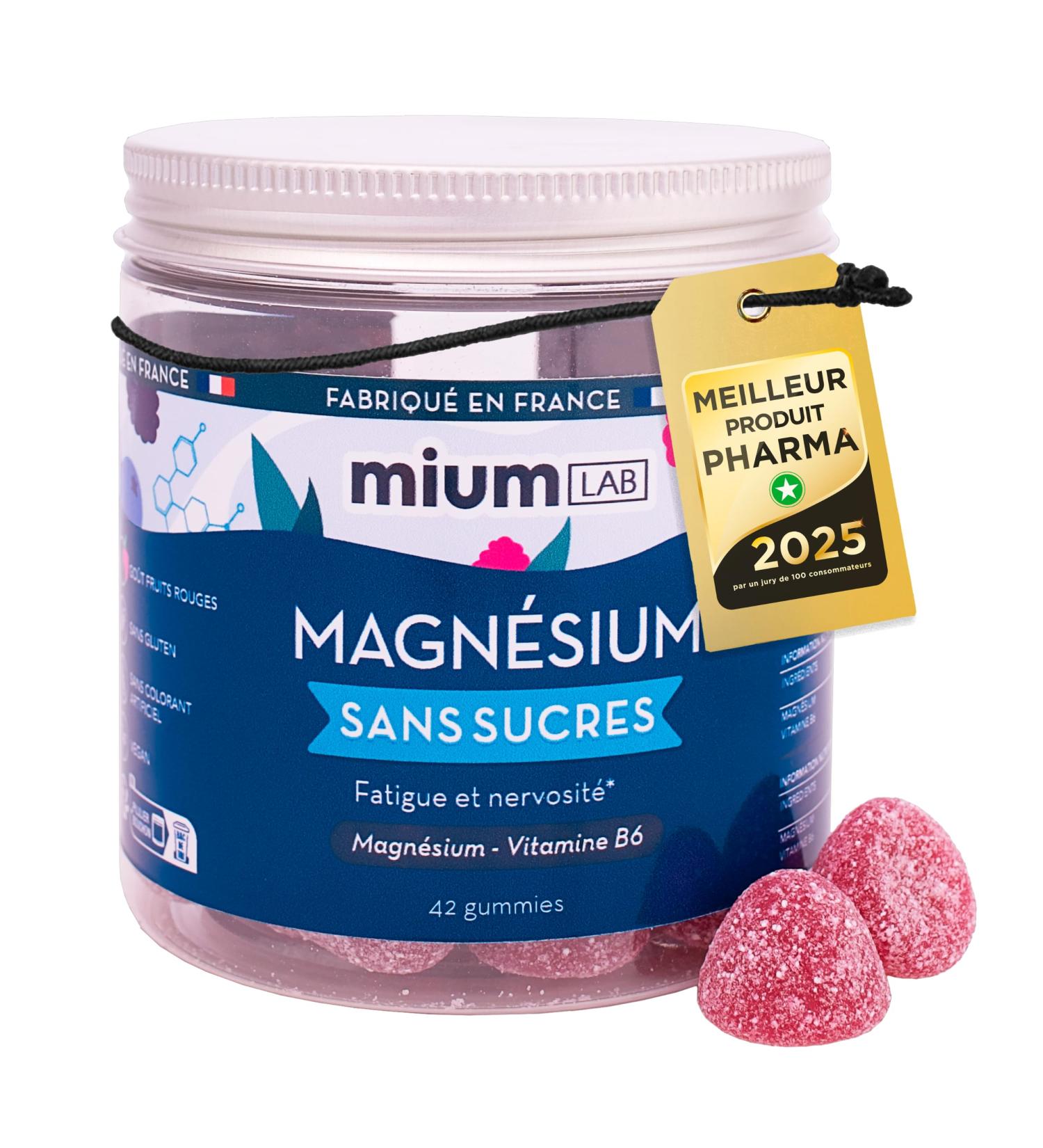 Mium Lab - Magnesium Citrate 300mg - Superior Absorption to Marine Magnesium - Vitamin B6 - Reduces Fatigue Stress and Nervousness - 1 Treatment of 21 Days - Made in France - Buy Online on GoSupps.com