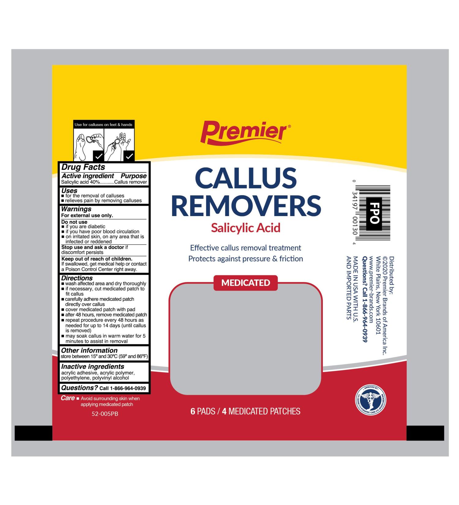 Premier Medicated Callus Removers 6 ea
