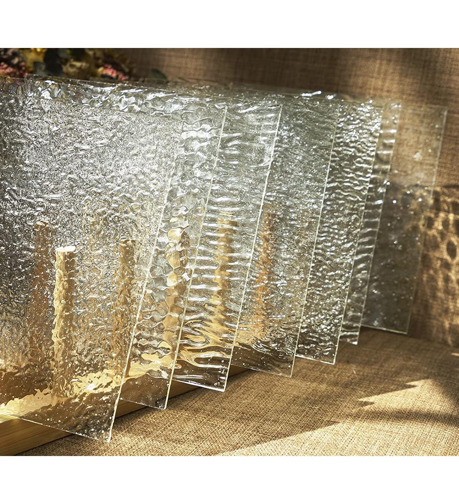 MaxGrain 6x6 Clear Textured Stained Glass Sheets - Variety Cathedral Glass Packs for Art Crafts (8 Sheets) - Buy Online on GoSupps.com