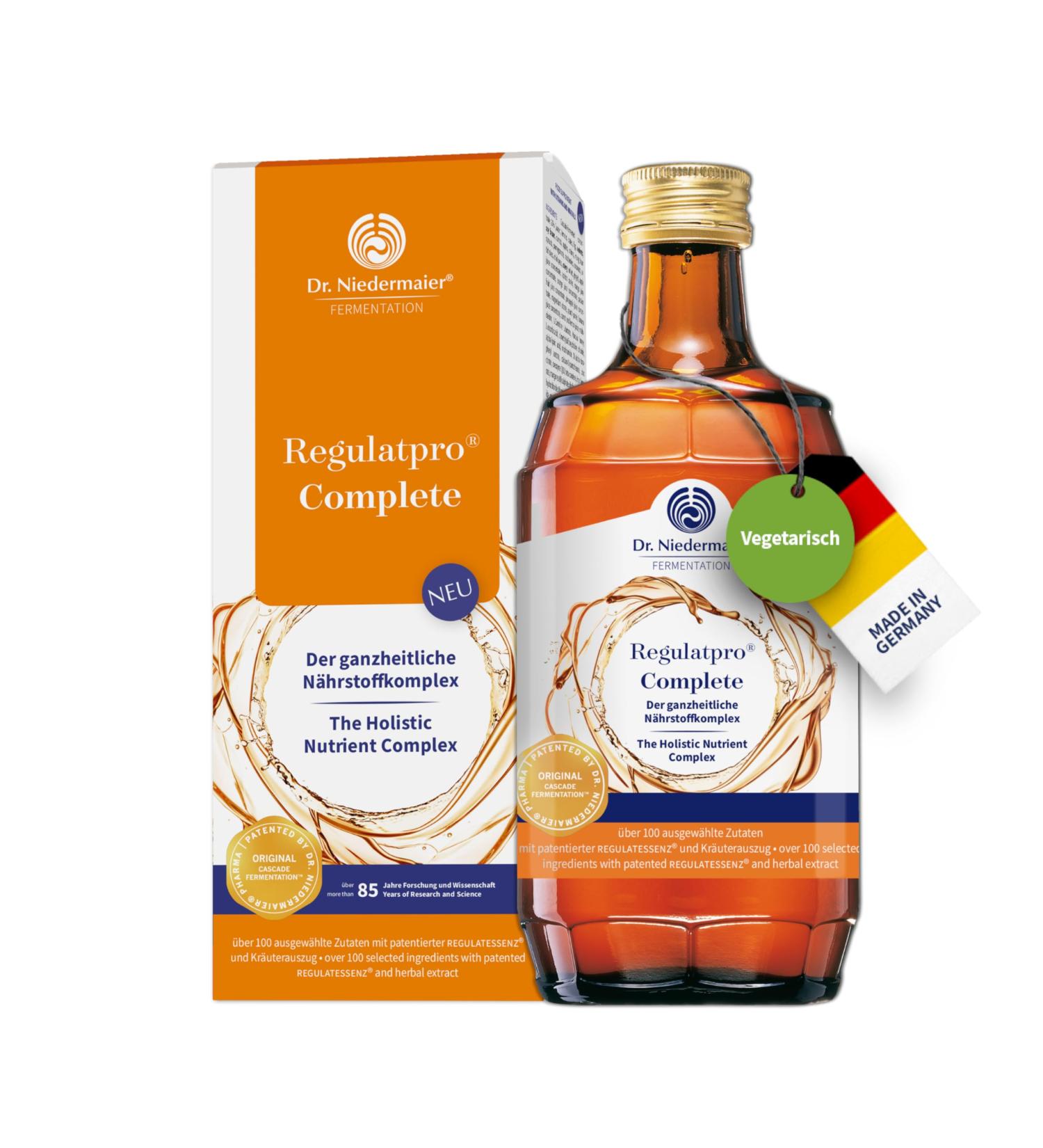  Dr. Niedermaier Regulatpro Complete: Liquid food supplement containing 13 vitamins 10 minerals 6 superfoods 41 herbs 350 ml - Buy Online on GoSupps.com