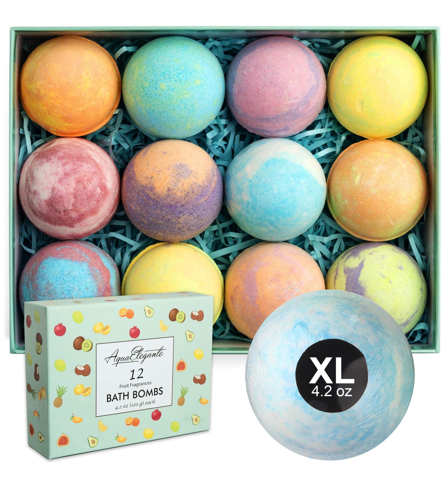 Tropical Fruit Bath Fizzies Set - 12 Large Vegan Fizzy Bath Bombs with Essential Oils, Shea Butter, and Coconut Oil - Moisturizing and Fruity Scents - 4.3 Ounce (Pack of 12) - Buy Online on GoSupps.com