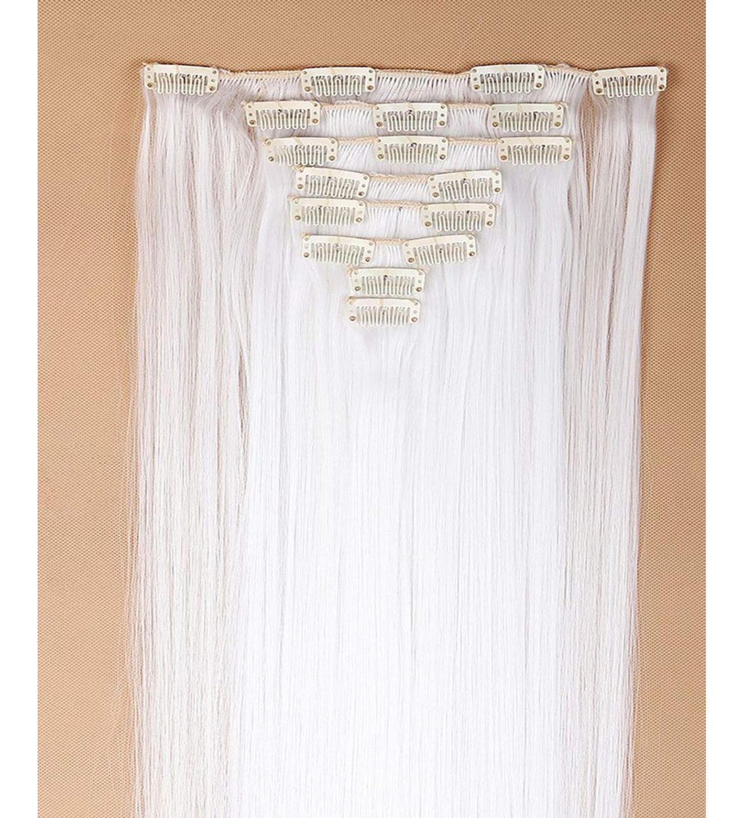 S-noilite 23 Inches White Clip In Hair Extensions - Full Head 8pcs Set | Sexy Lady Fashion Choice in 60 Colours - Buy Online on GoSupps.com