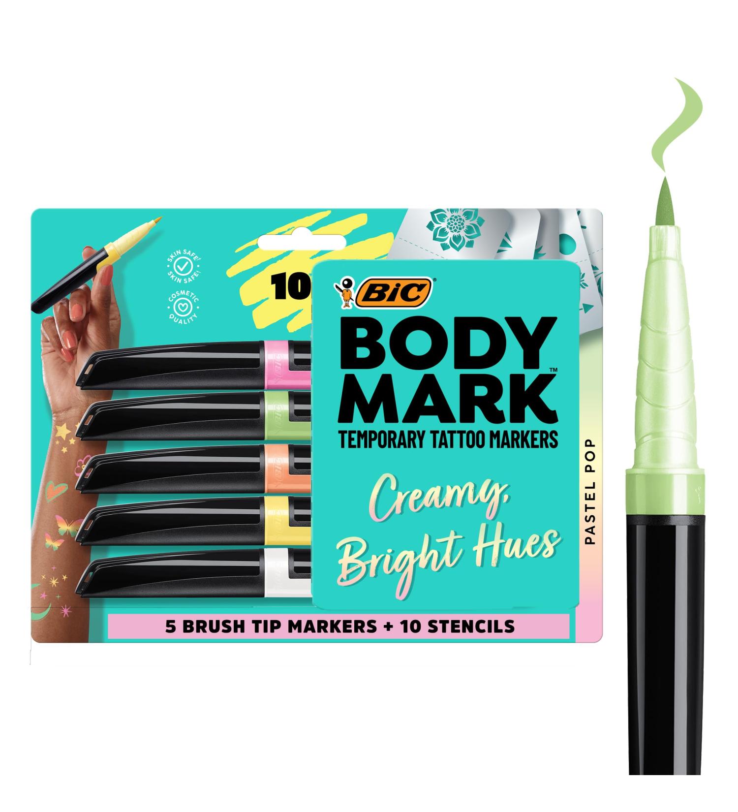 BIC BodyMark Body Art Markers Pastel Pop - 5-Count Assorted Colors Skin-Safe Cosmetic Quality Set - Buy Online on GoSupps.com