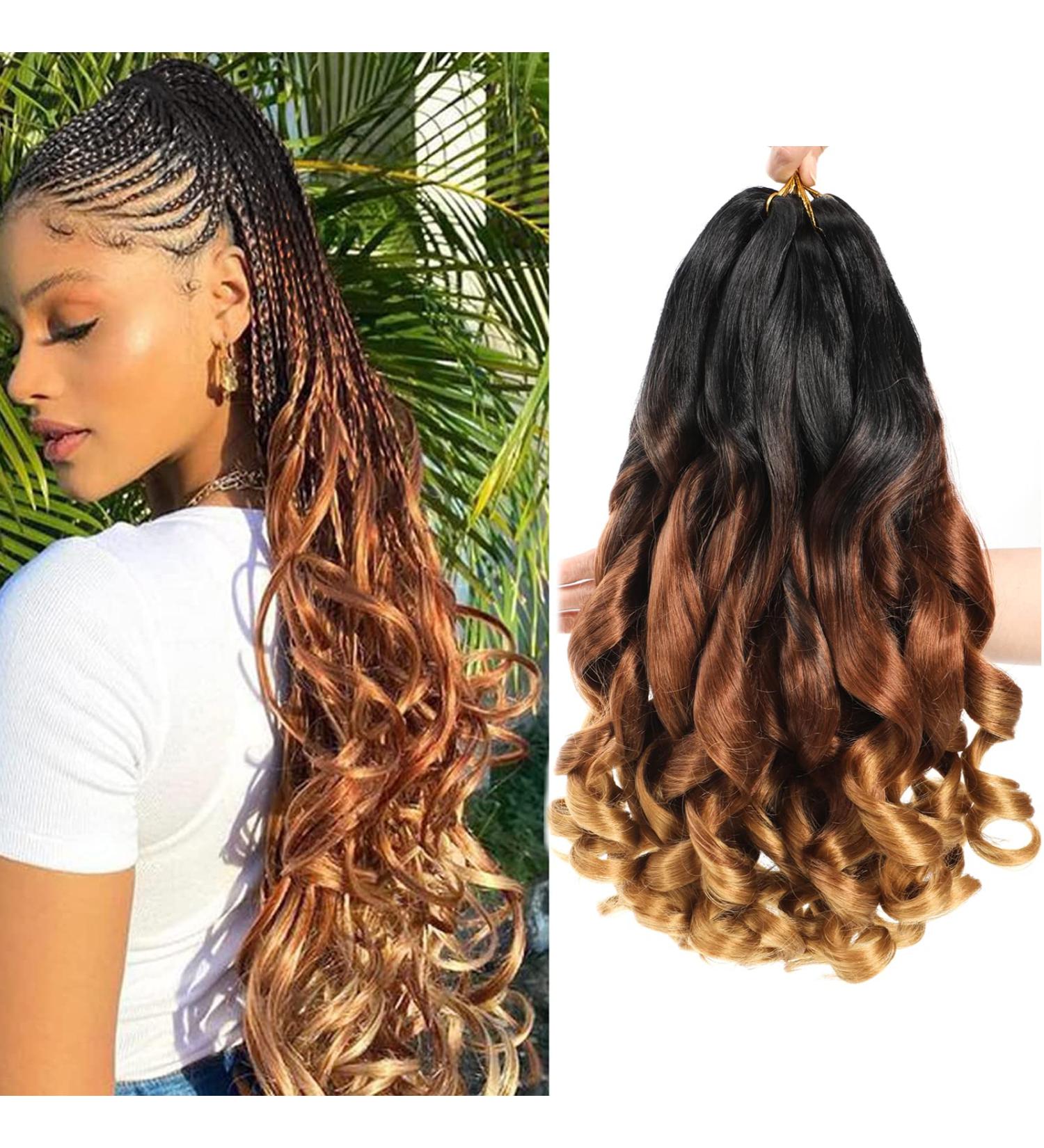 7 Pack Pre Stretched French Curly Braiding Hair 16 Inch for Black Women | Bouncy Loose Wavy Crochet Box Braids in 1B/30/27 - Buy Online on GoSupps.com