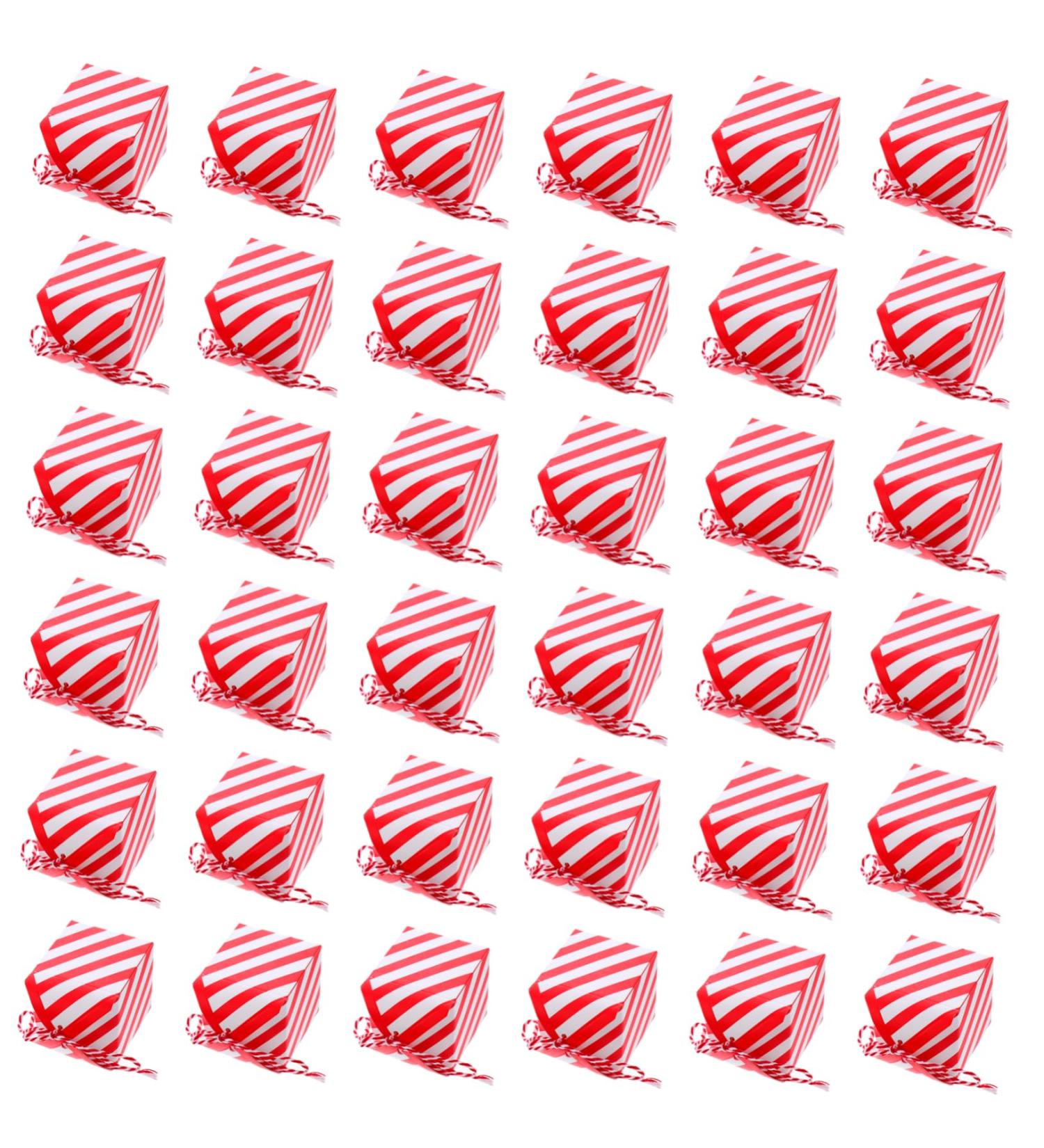 LALAFINA 48pcs Red and White Striped Sugar Box Bride Delicate Candy Case Chocolate Candies Bronzing - Buy Online on GoSupps.com