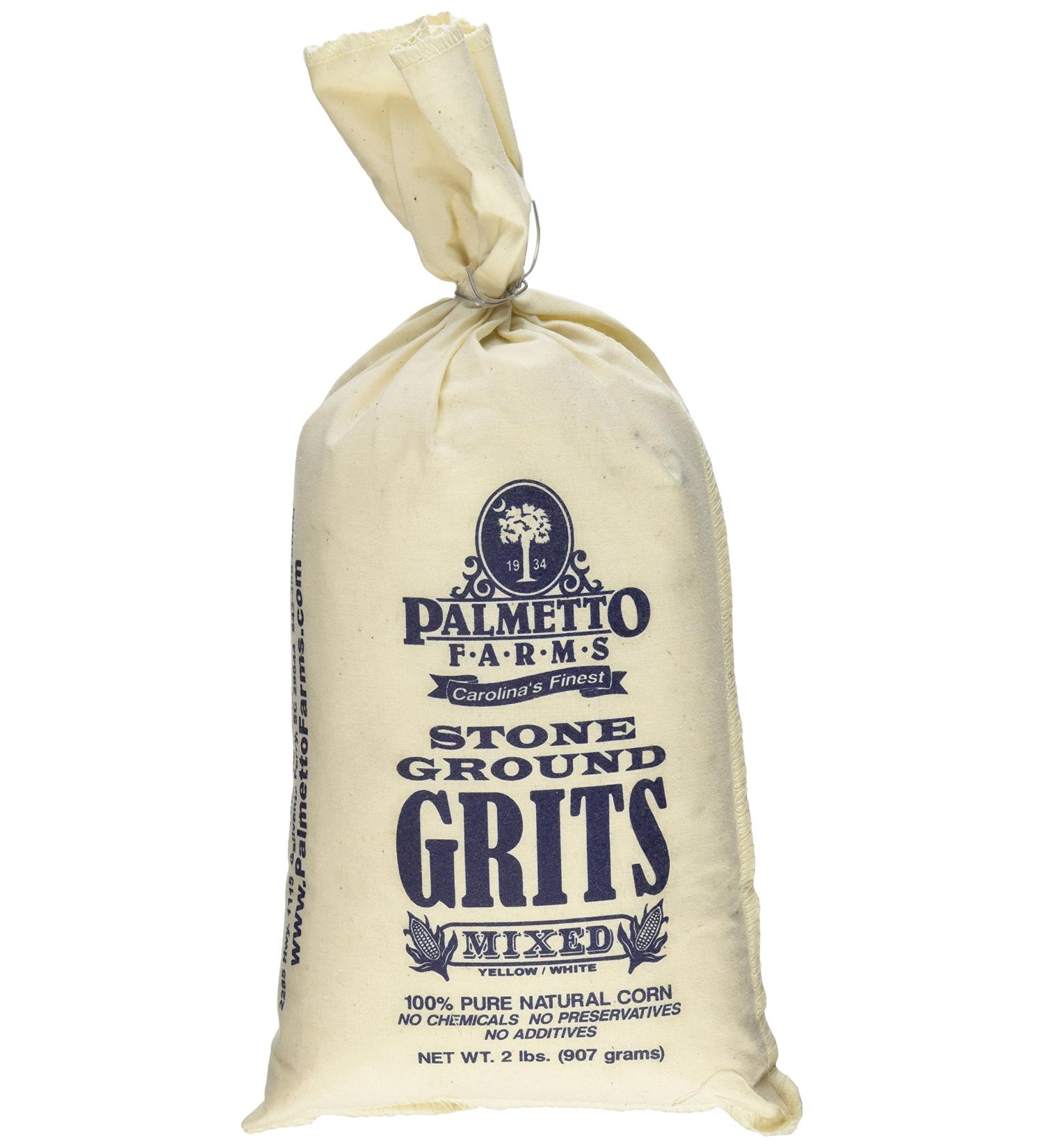 Palmetto Farms Mixed Yellow and White Stone Ground Grits 2 LB - Non-GMO - Just All Natural Corn, No Additives - Naturally Gluten Free, Produced in a Wheat Free Facility - Grinding Grits Since 1934