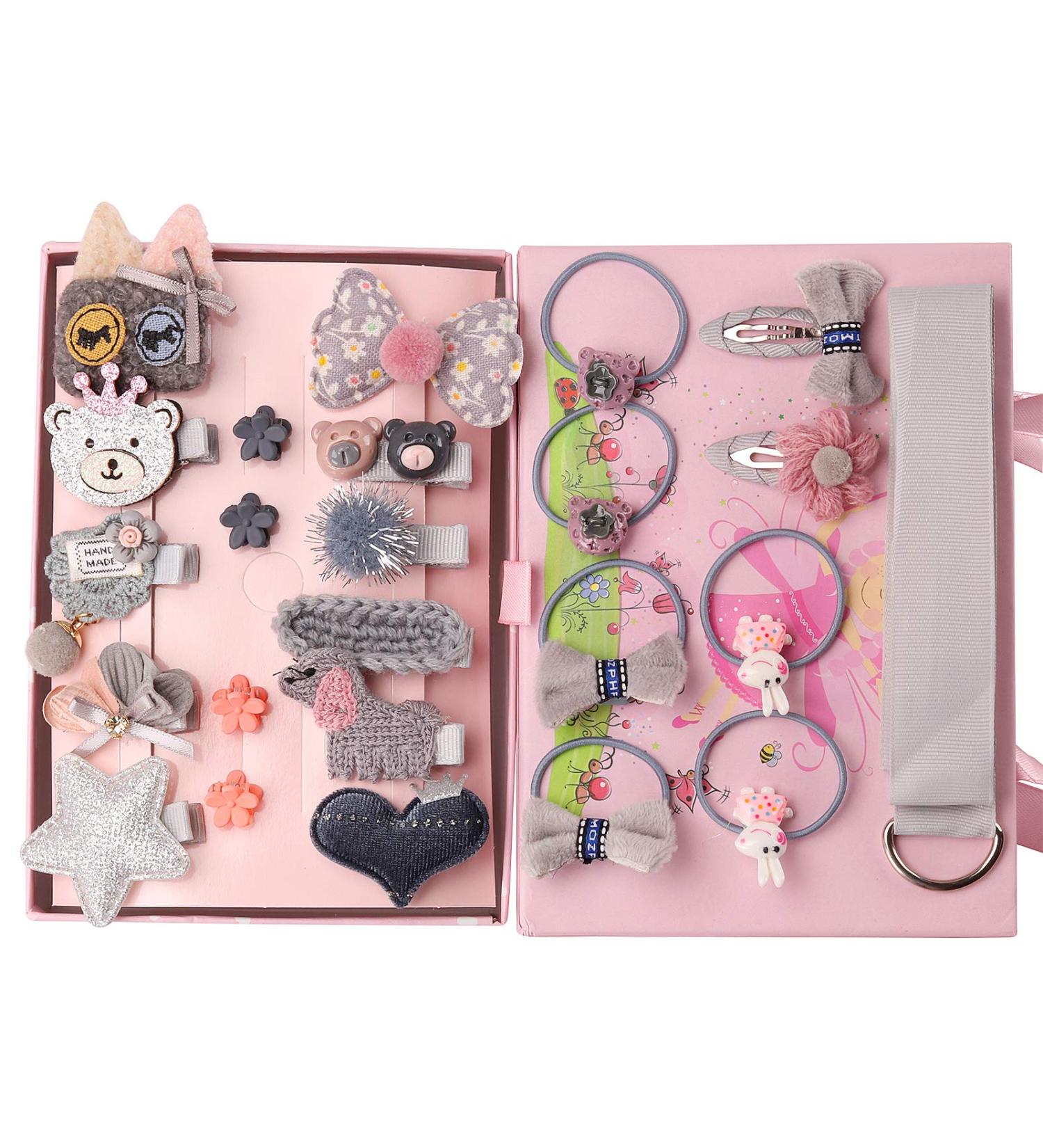 Seatecks 24-Piece Girl Hair Clips Set - Bowknot & Flower Hairpins in Gift Box - Perfect Pink Hair Accessories for Little Girls - Buy Online on GoSupps.com