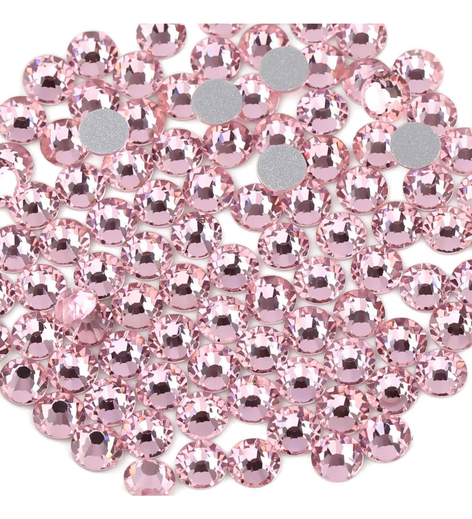 Beadsland 288 pieces flat back rhinestones nail crystals rhinestones for nails light pink ss30 (6.4-6.6mm) light pink ss30/288pcs