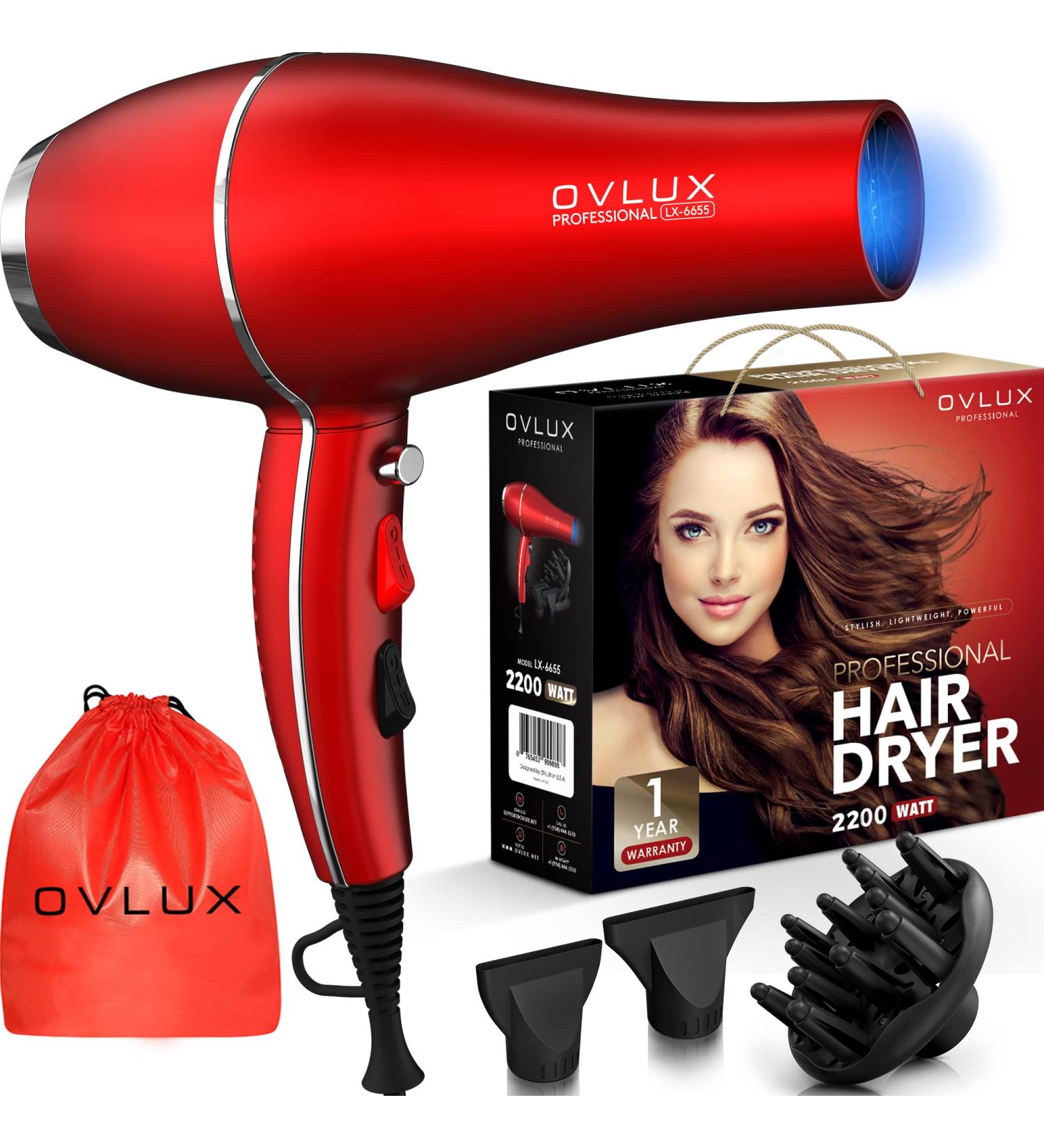 Salon Professional Ionic Hair Dryer - Powerful Lightweight & Includes Diffuser | Perfect Birthday Gift for Women & Moms - Buy Online on GoSupps.com
