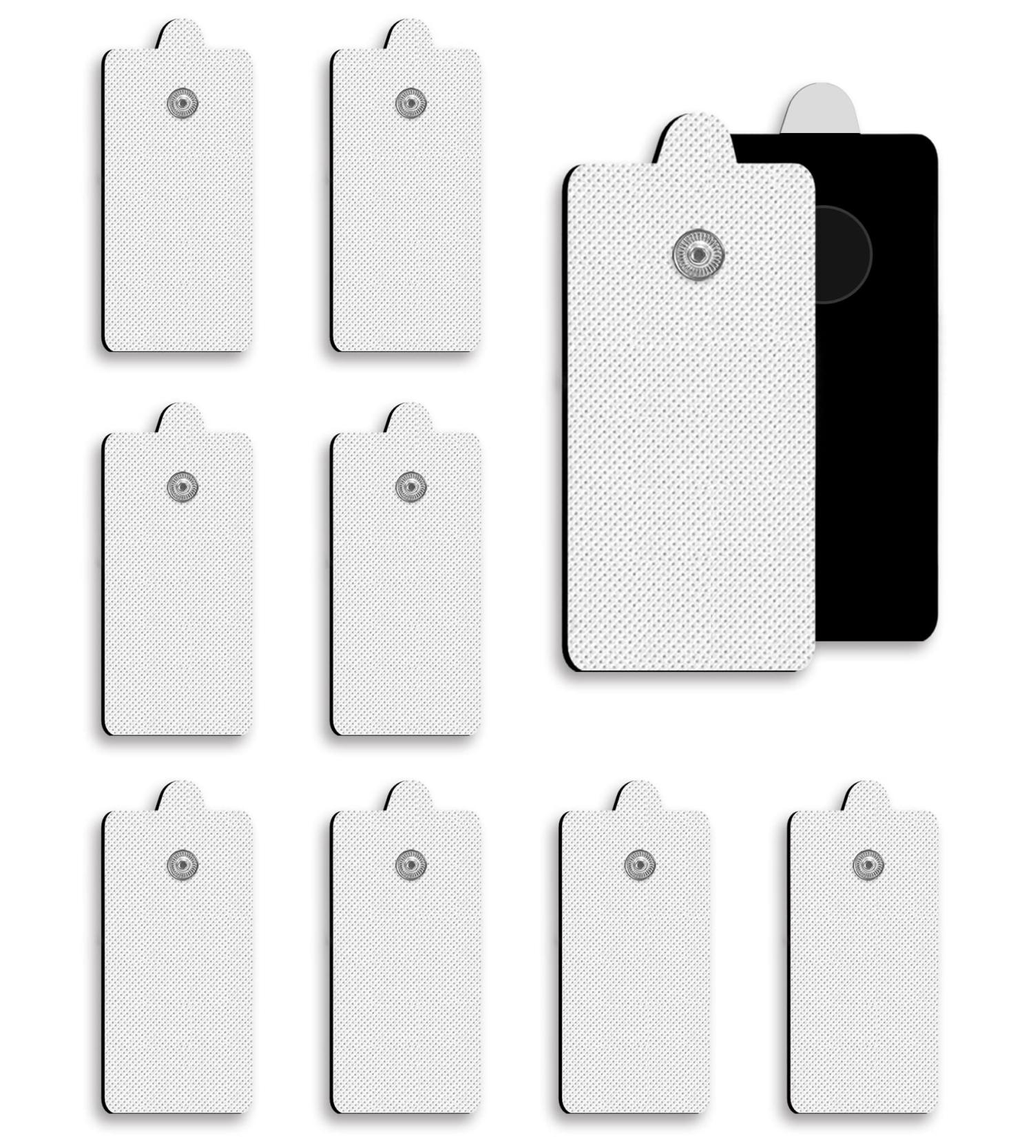 10-Pack Rectangular Snap TENS Unit Replacement Pads | Self-Adhesive 1.8X3.8 TENS Electrode Pads | AVCOO Latex-Free | Compatible with TENS EMS Devices | 3.5mm Button Leads | White - Buy Online on GoSupps.com