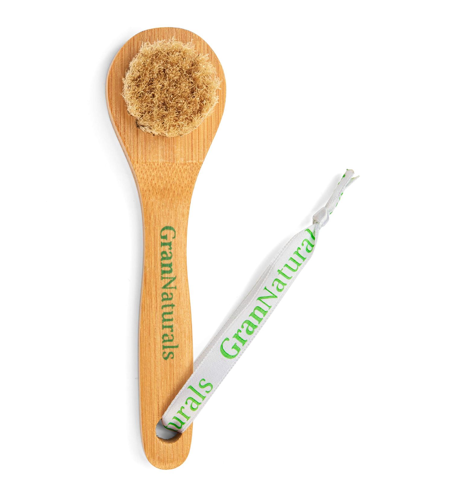 GranNaturals Manual Facial Brush - Natural Bristles for Exfoliation & Lymphatic Drainage, Wooden Handle - Gentle Pore Cleansing for Glowing Skin - Buy Online on GoSupps.com