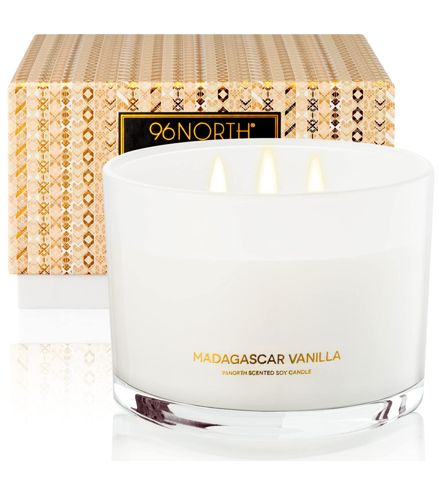 96NORTH Luxury Vanilla Soy Candle | Large 3 Wick Jar | 50-Hour Burn Time | 100% Natural Soy Wax | Aromatherapy Scent | Housewarming Gift - Buy Online on GoSupps.com