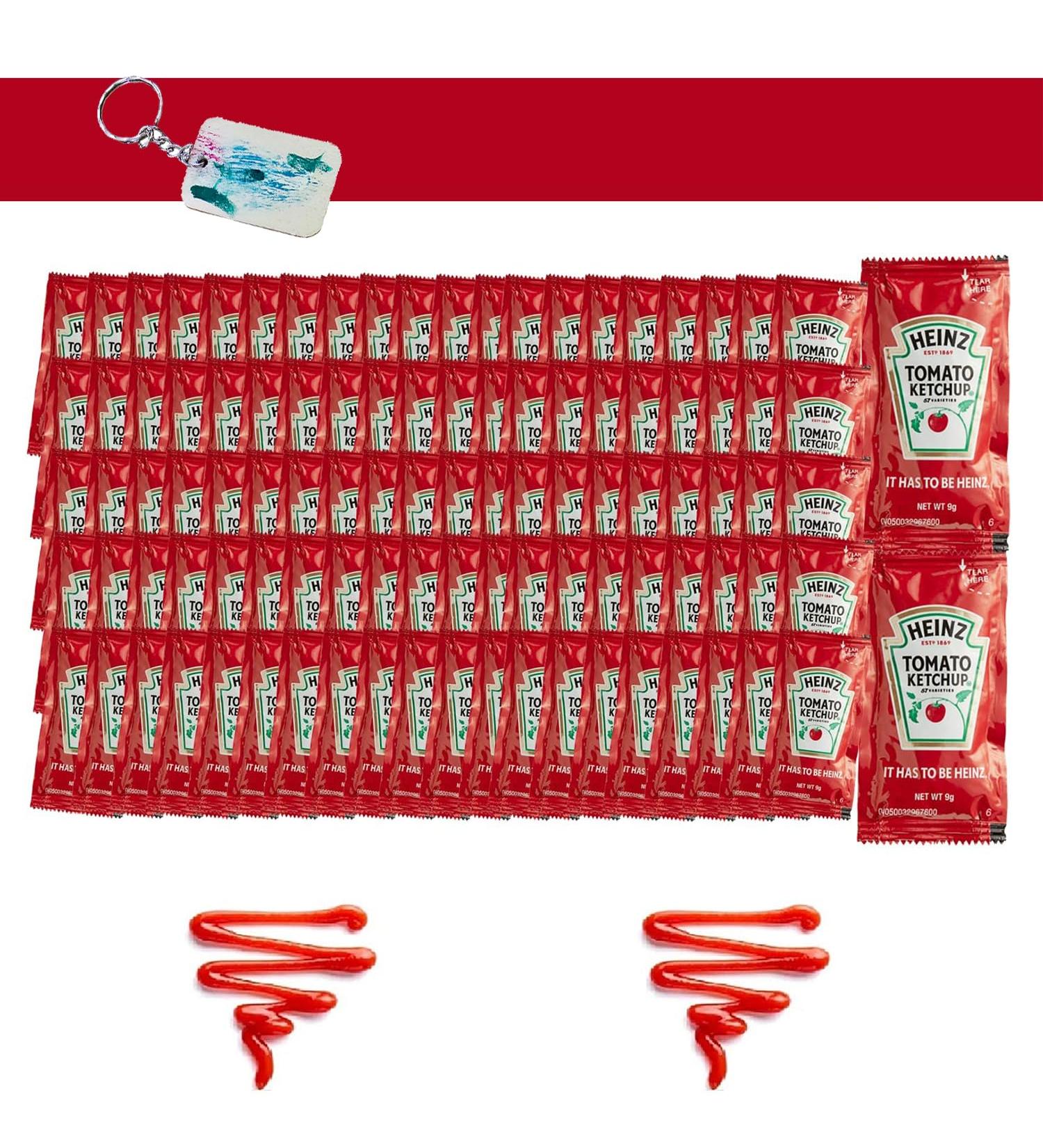 Heinz Ketchup Single Serve Packets - 100 Count 8ml Each | Convenient Individual Portions | Ideal for On-the-Go Picnics and Restaurants and a one of a kind Abstract Art Keychain by PaLiSoL CREATiONS! - Buy Online on GoSupps.com