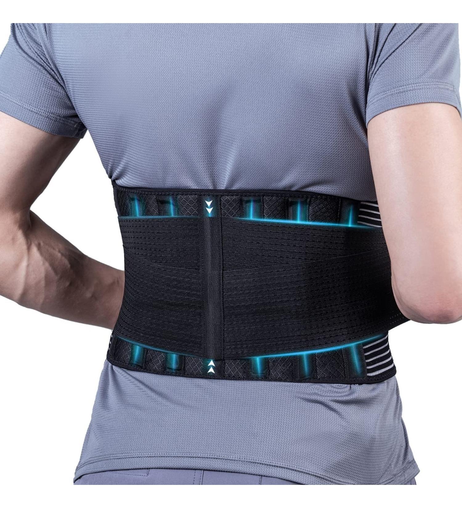 Back Brace with 6 Stays for Lower Back Support - Adjustable Lumbar Decompression Belt for Herniated Disc & Sciatica - Black Medium Size - Buy Online on GoSupps.com