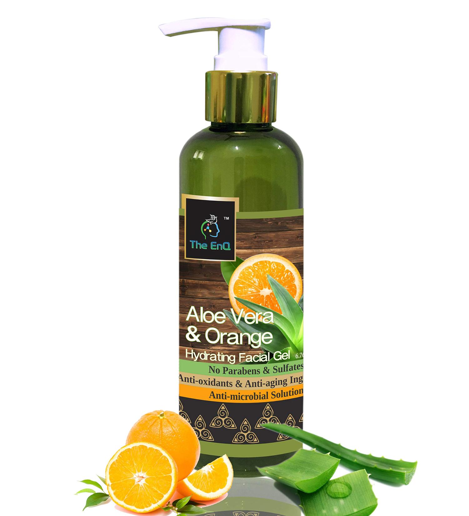 Orange & Aloe Vera Hydrating Facial Gel 200ml - Paraben Free Moisturizer & Anti-Acne Gel for Refreshing Skin Hydration - Buy Online on GoSupps.com