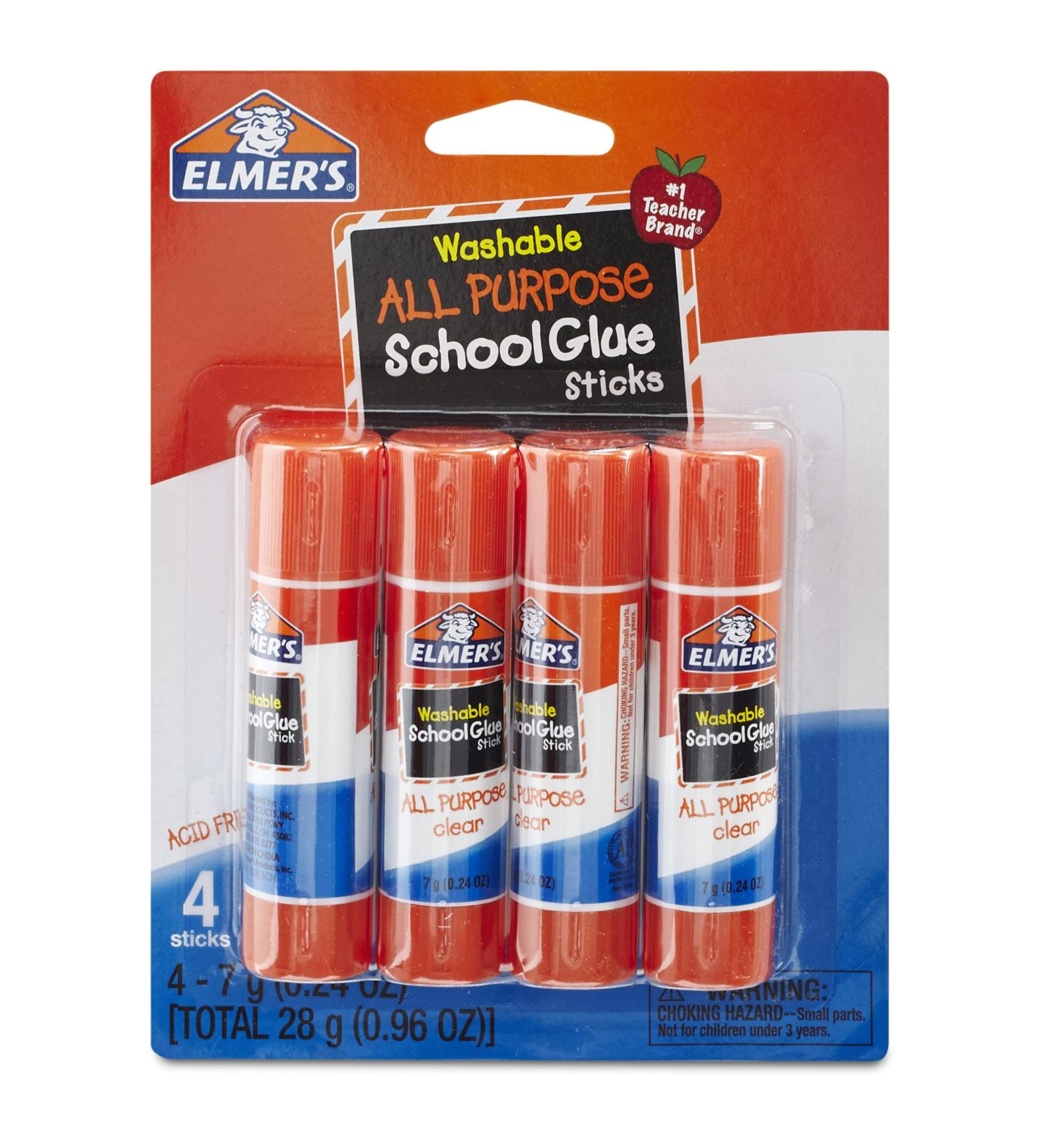 Elmer's All Purpose School Glue Sticks Clear Washable 4 Pack 0.24-ounce sticks Standard Stick 4 Count - Buy Online on GoSupps.com