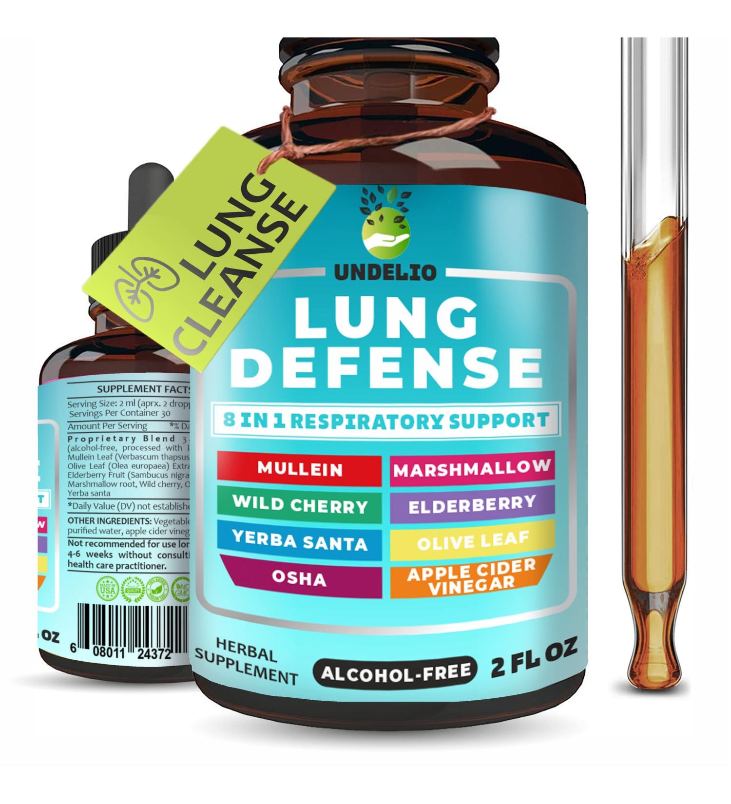 LUNG DEFENSE Herbal Extract - 8-in-1 Blend for Lung Cleanse & Immune Support - 2 Fl Oz Liquid Supplement - Buy Online on GoSupps.com