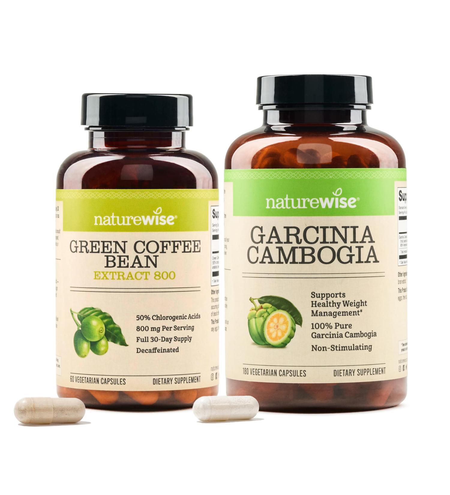 NatureWise Green Coffee Bean 800mg and Garcinia Cambogia 180 Capsules Weight Goals Support - Buy Online on GoSupps.com