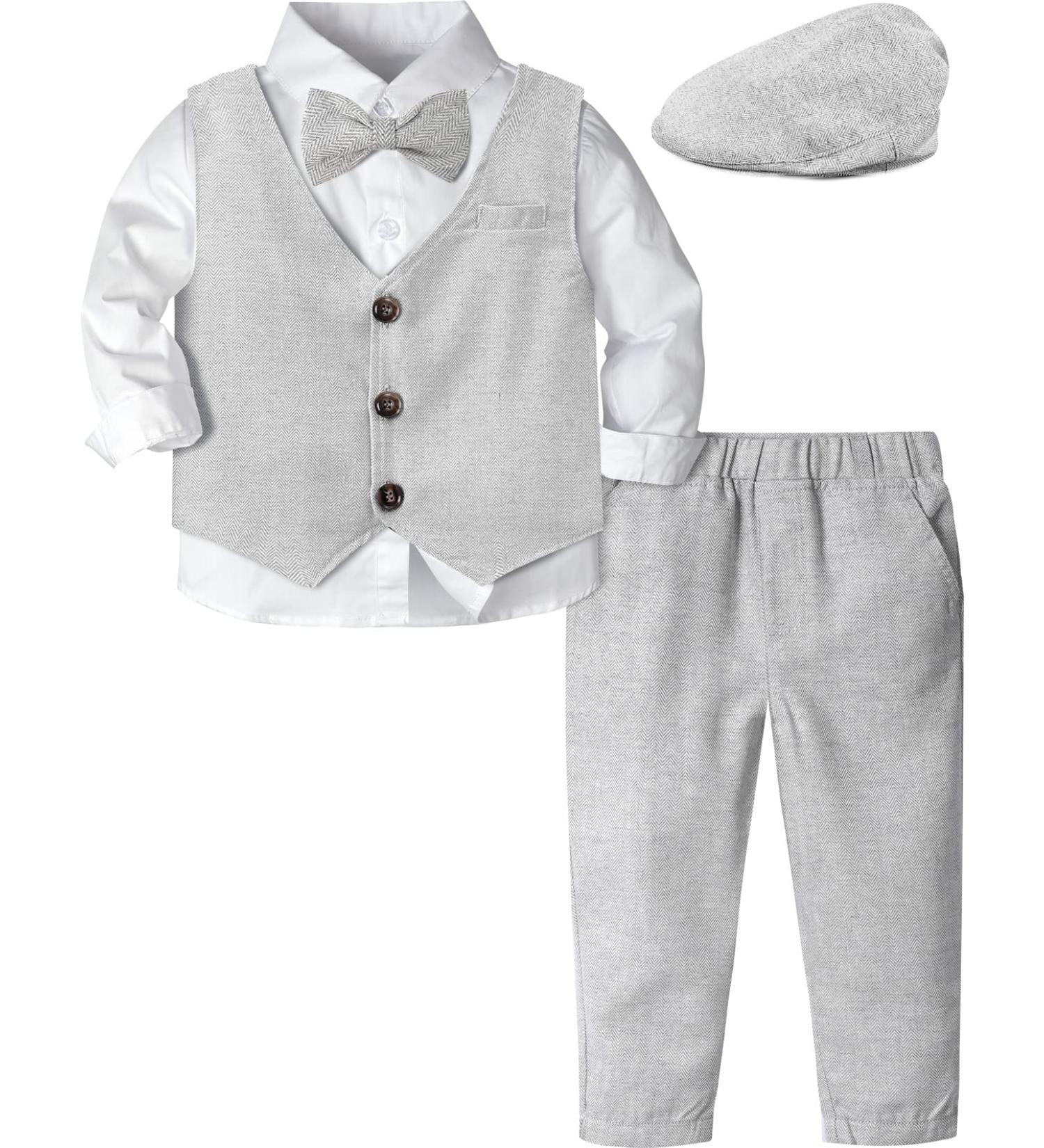 Mint Green Baby Boys Herringbone Tweed Suit Set | Wedding Outfit 3-4 Years - Buy Online on GoSupps.com