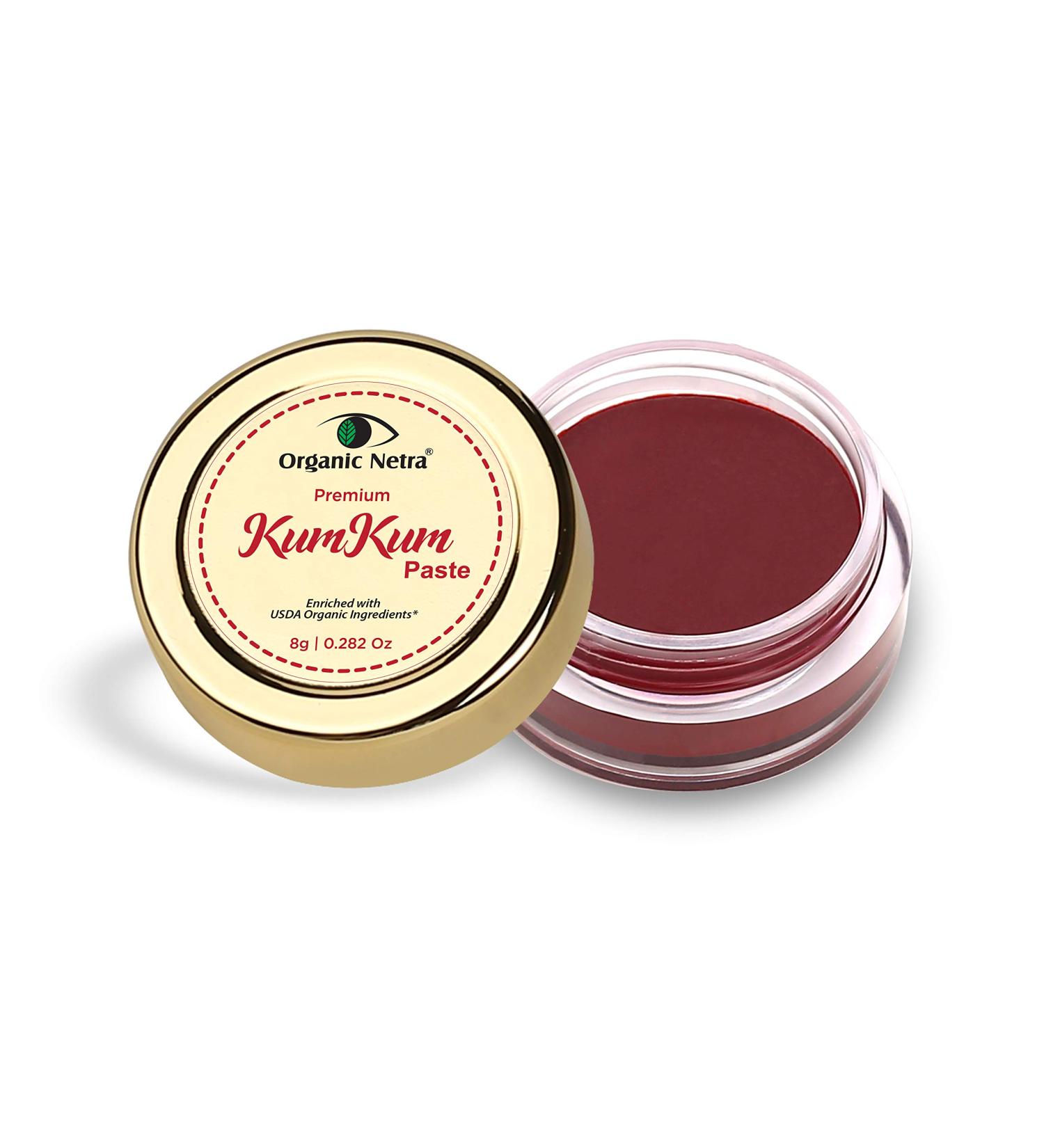 Organic Netra Sindoor - Waterproof Long Lasting Kumkum Paste | Pure Natural Deep Maroon Color | Enriched with Organic Ingredients - 0.2 oz - Buy Online on GoSupps.com