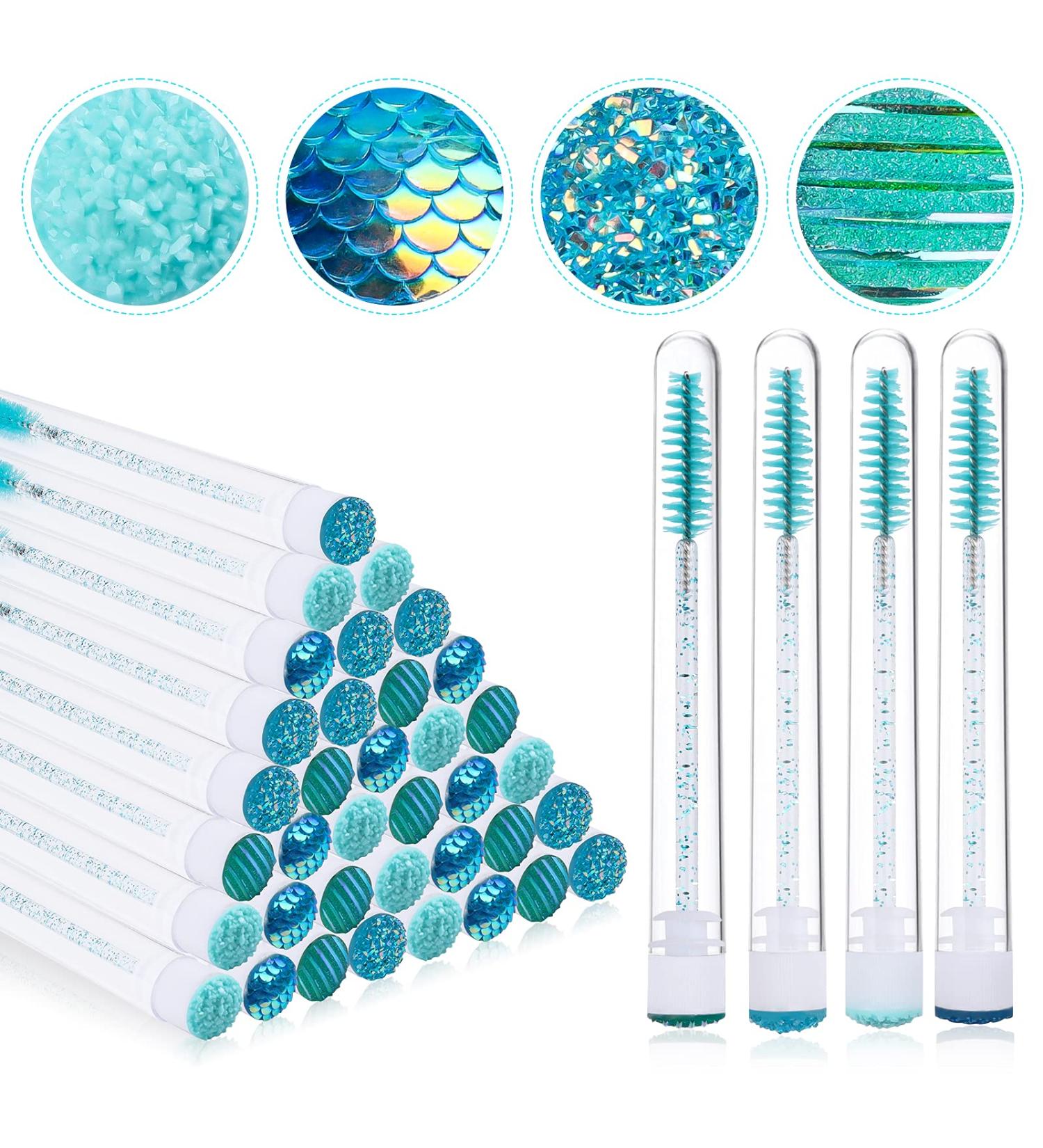 80Pcs Mascara Wand Tube Set - Disposable Eyelash Diamond Empty Tubes and Extension Brushes for Women and Girls Makeup - Blue - Buy Online on GoSupps.com
