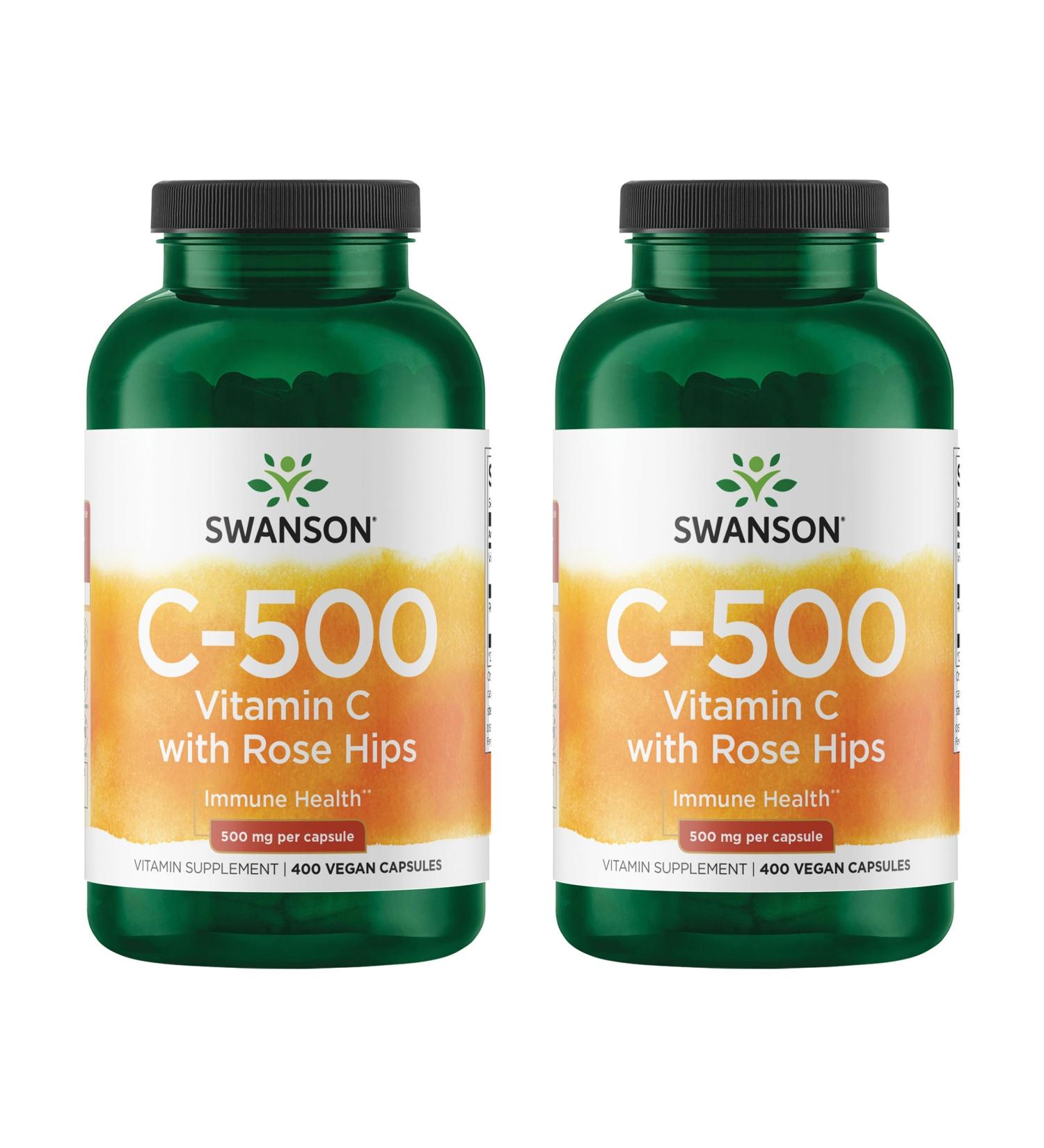 Swanson Vitamin C with Rose Hips 500 Milligrams 400 Capsules (2 Pack) - Buy Online on GoSupps.com