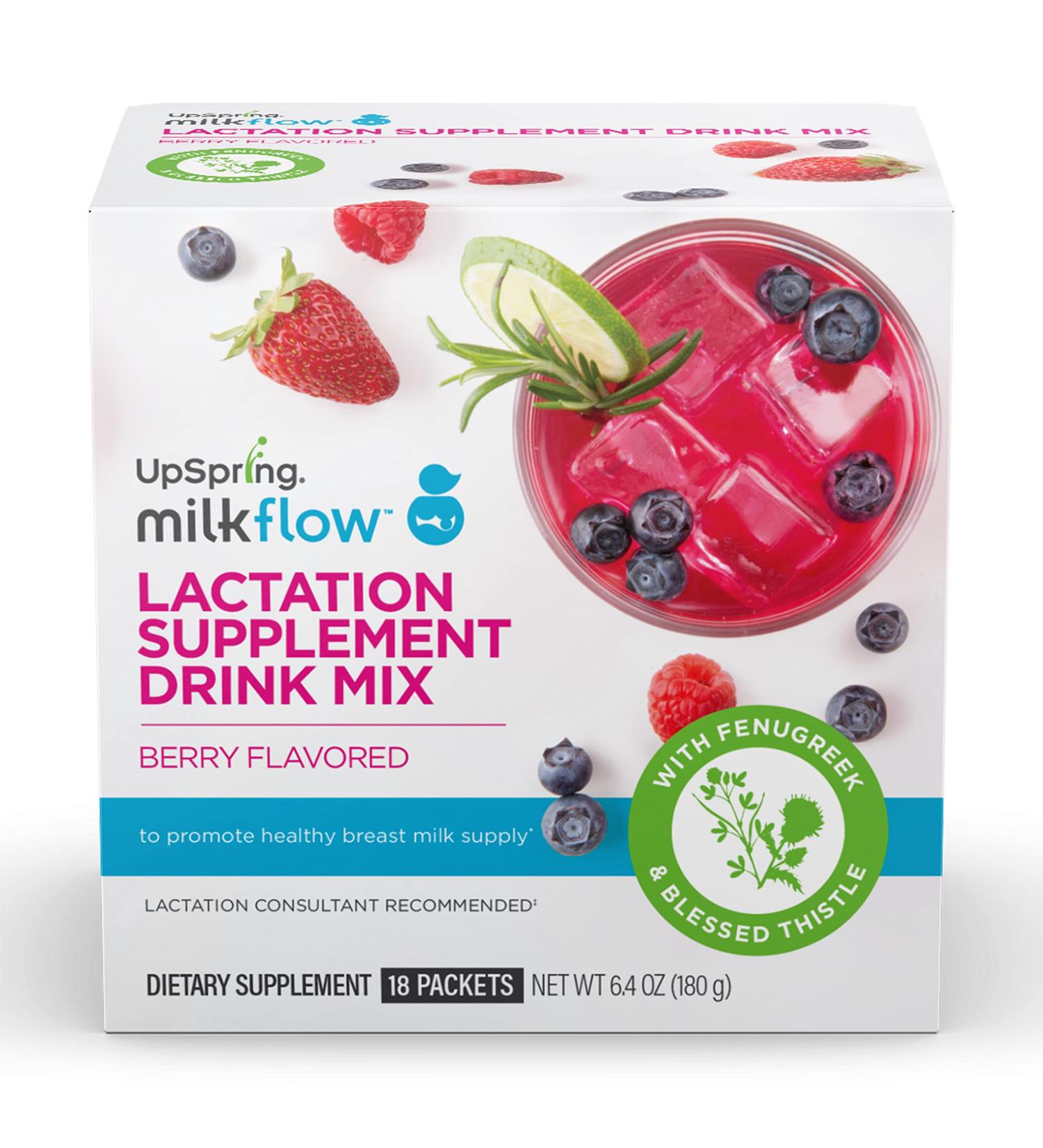 UpSpring Milkflow Lactation Supplement Drink Mix - Berry Flavor | 18 Servings - Buy Online on GoSupps.com