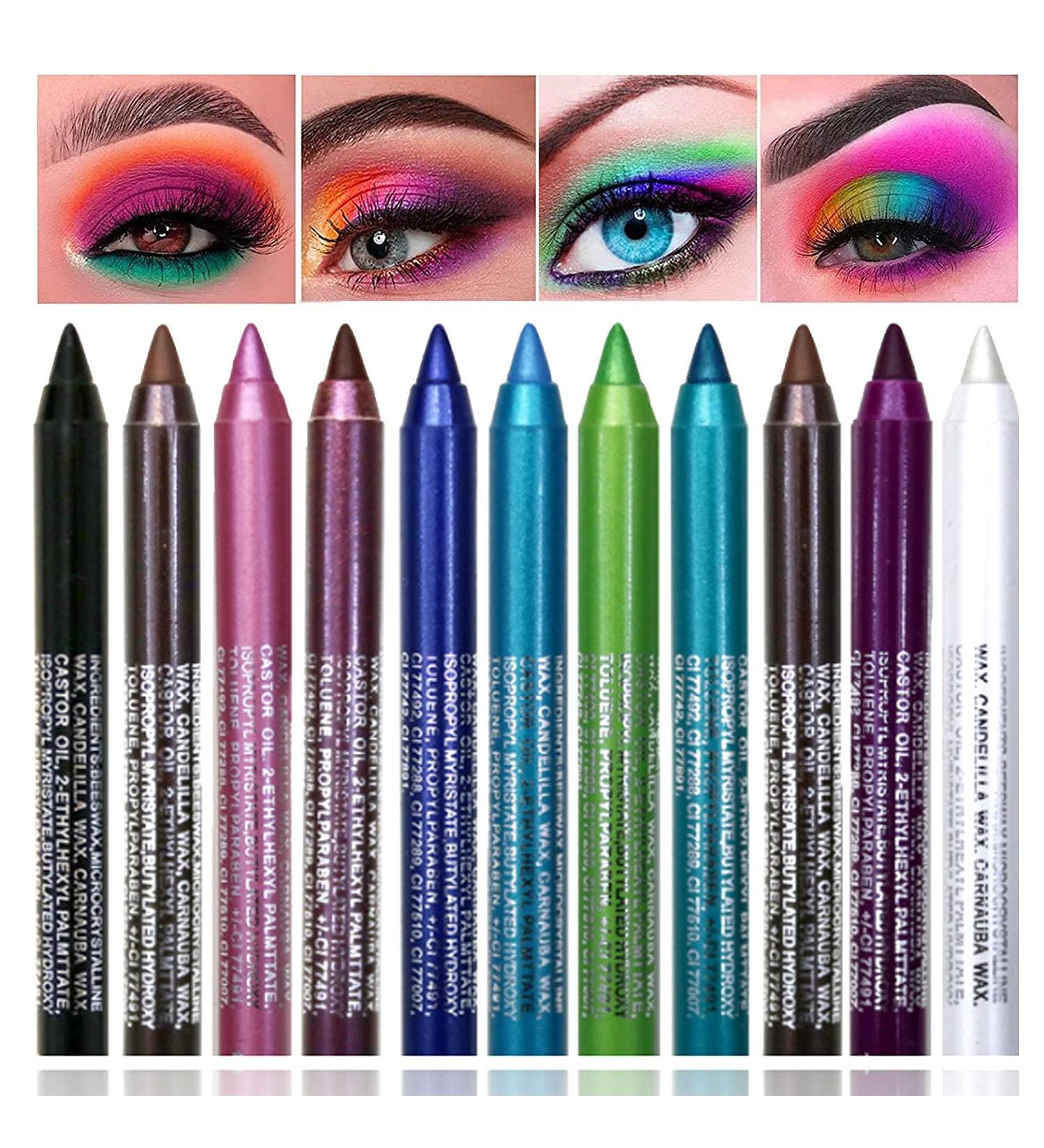 10 Colors Glitter Eyeliner Pencil Set for Women - Waterproof Metallic Eye & Lip Liners Kit - Professional Eye Makeup in Blue, Pearl, and More - Buy Online on GoSupps.com