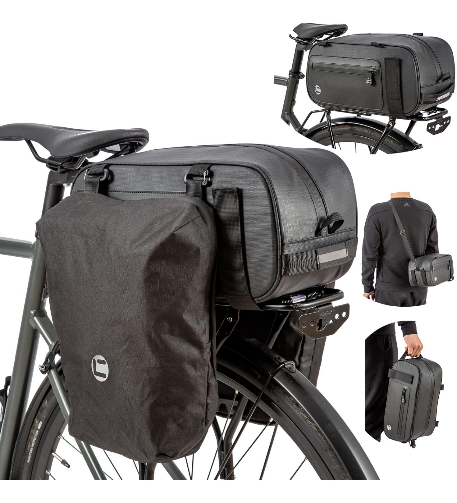 HuiJuKeJi Bike Trunk Bag - 23.5L Storage Pannier Saddle Bag with Reflective Strips | Waterproof Rear Cargo Rack | Expandable Luggage for Cycling - Buy Online on GoSupps.com