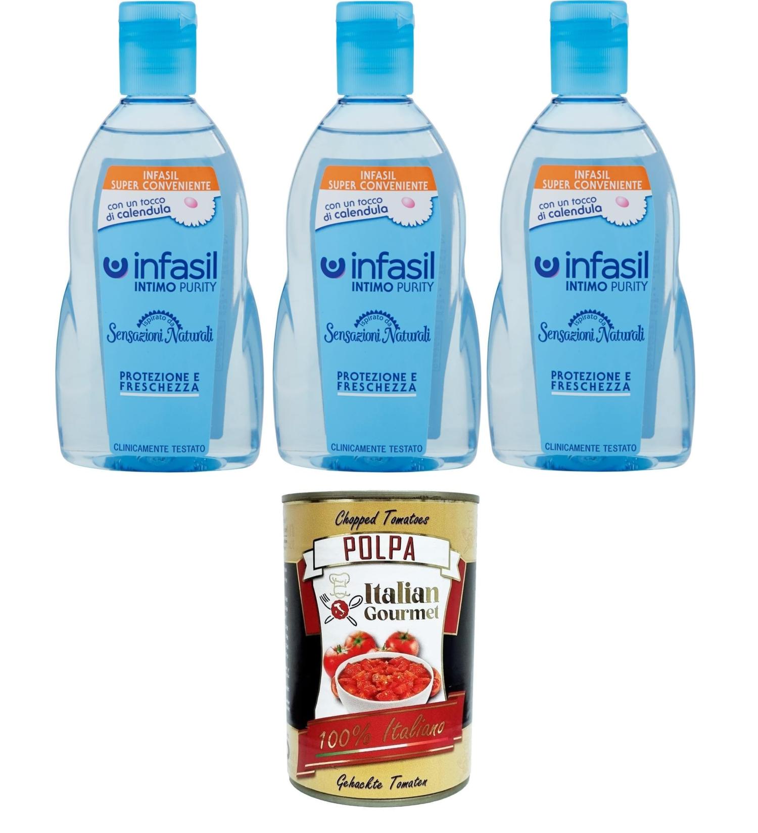  Italian Gourmet E.R. Infasili Intimo Purity Natural Sensations Protection and Freshness 3 x 200 ml + Italian Gourmet Polpa 400 g - Buy Online on GoSupps.com