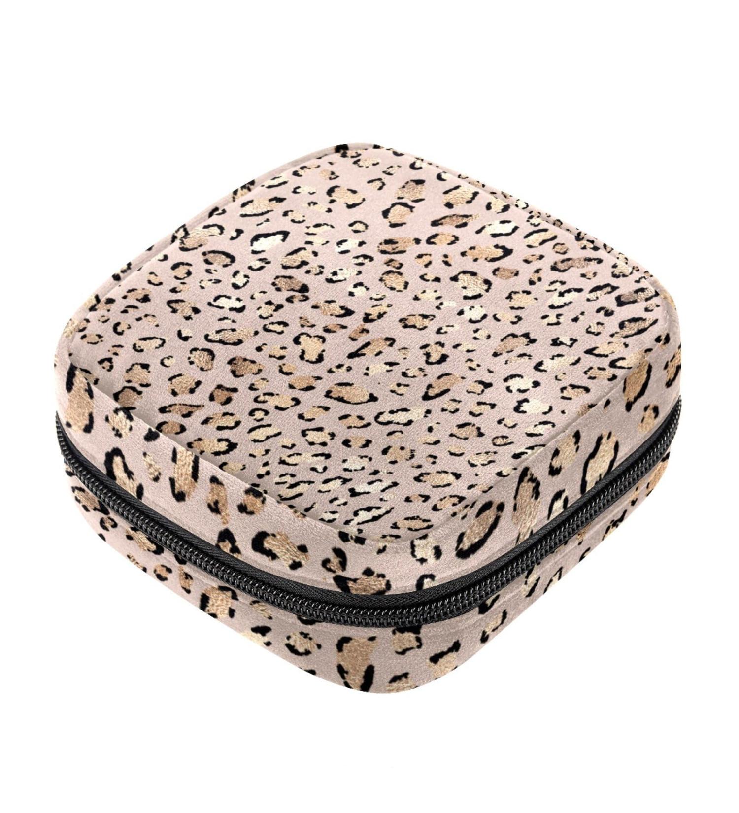 Leopard Print Sanitary Napkin Storage Bag for Women - Multicolor Period Bag with Menstrual Cup Pouch - Buy Online on GoSupps.com