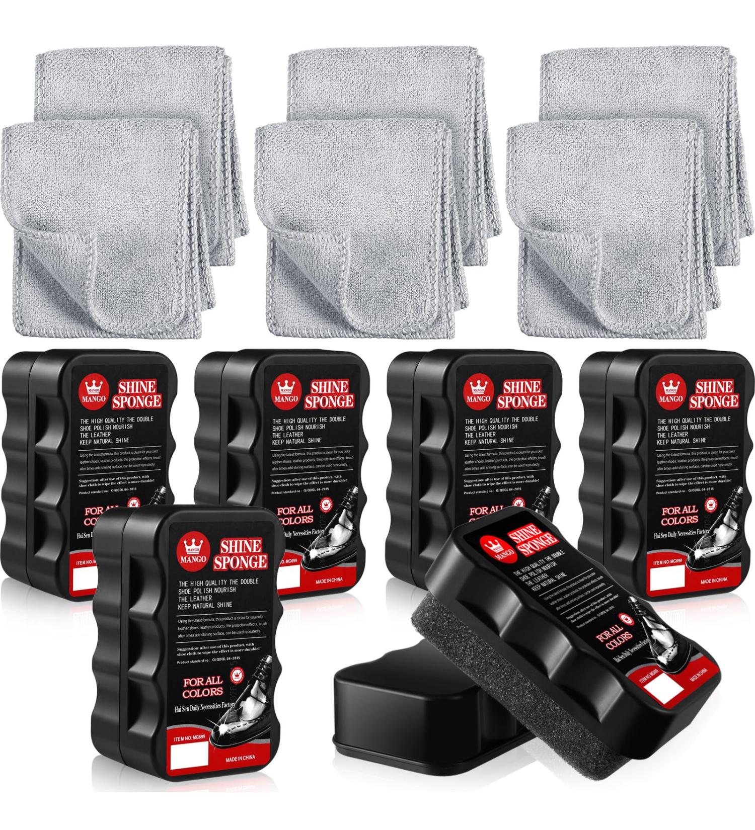 ZJoey 12 Pcs Shoe Shine Sponge Instant Shine Leather Shoe Polish with Shoe Cleaning Cloths for Shoe Boot Furniture Jacket Leather Care(Style F) 12 Pcs Style F - Buy Online on GoSupps.com