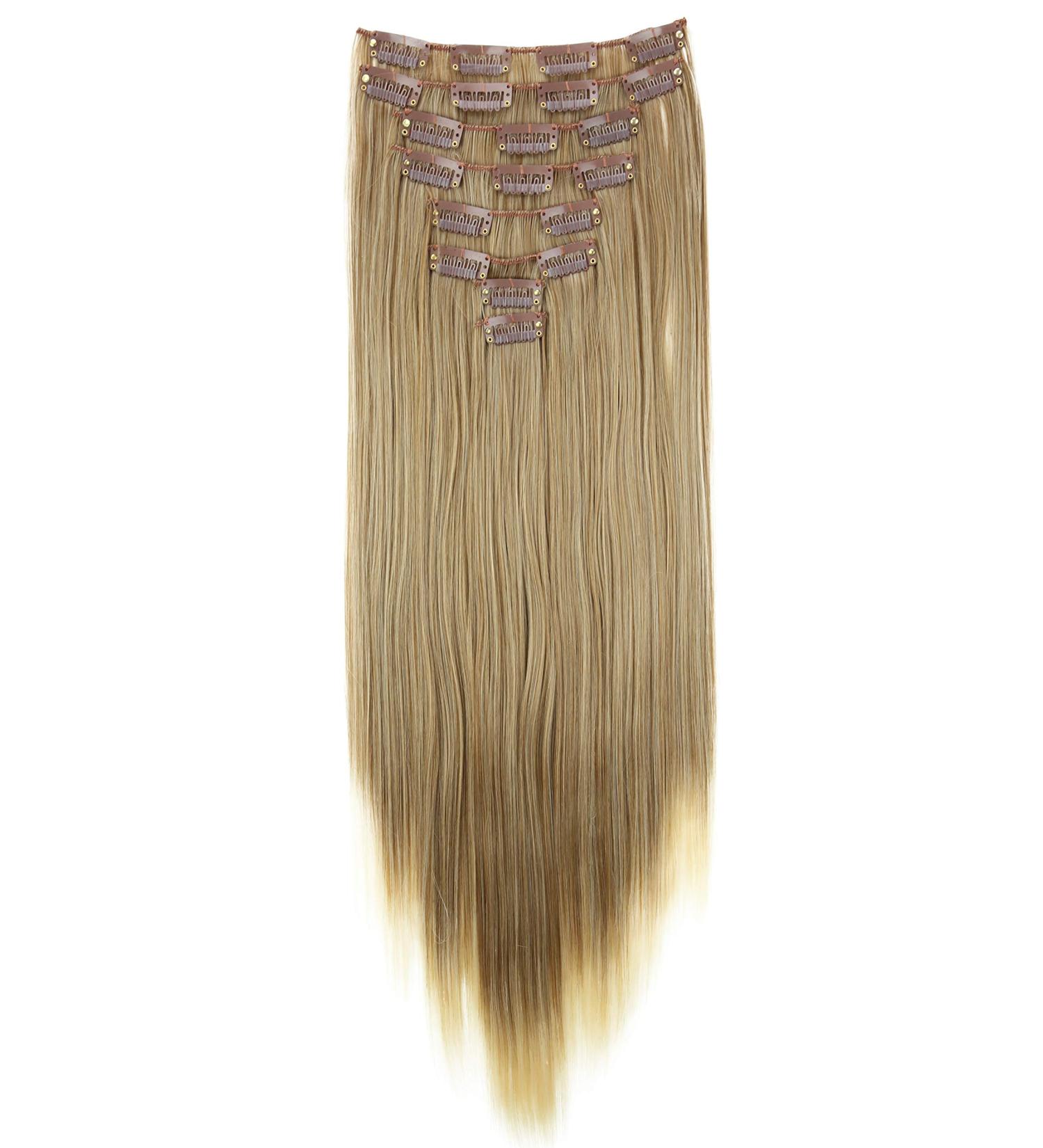 CAISHA by PRETTYSHOP XXL 20 Long 8 Pieces Clip In Extensions Hair Extension Synthetic Fiber Dark Blond Mix #12T613 - CES119 - Buy Online on GoSupps.com