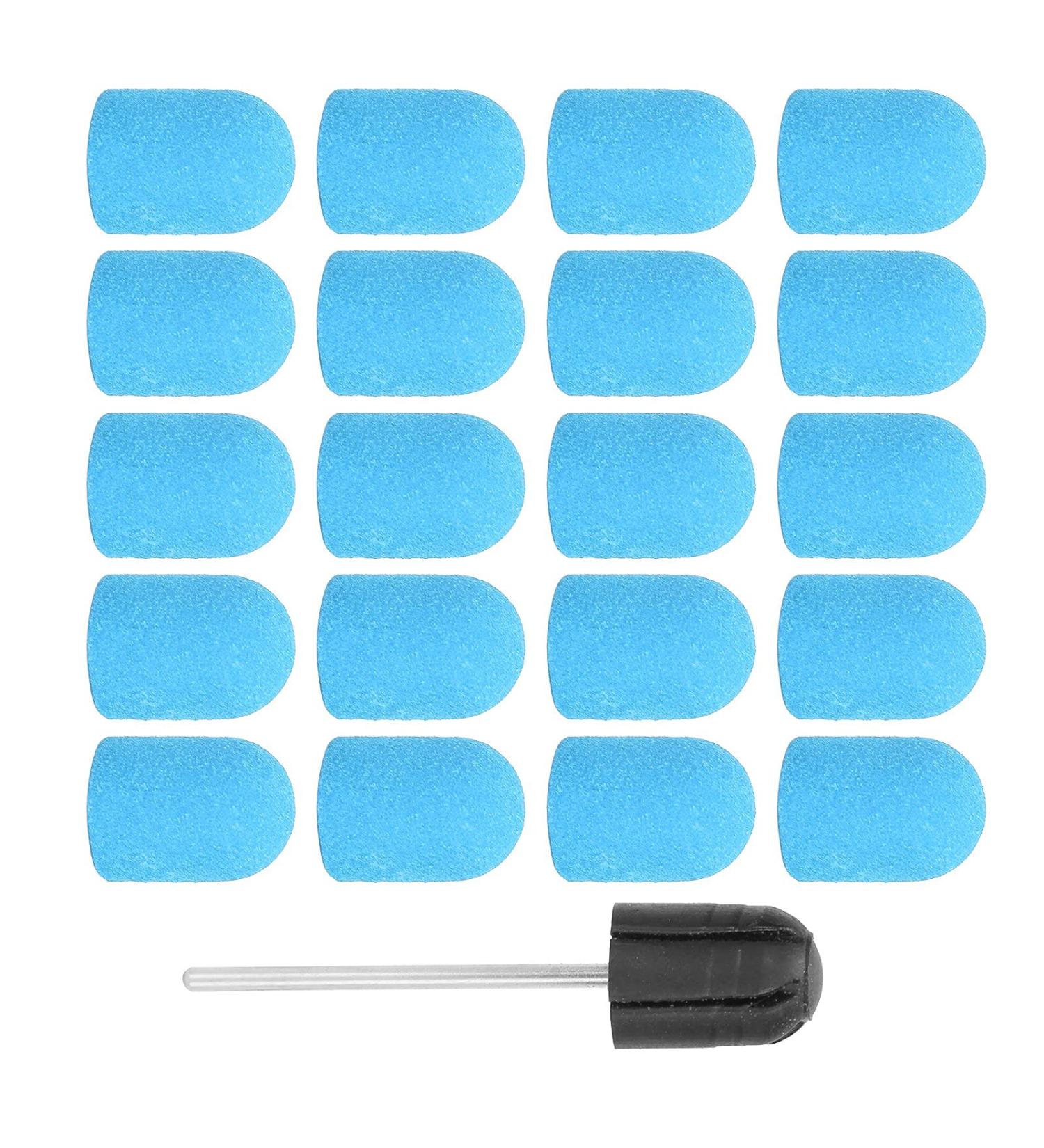Nail Sanding Band Drill Bit with Shaft Nail Art Sanding Cap Polishing Grinding Sanding Bands Set for Home Salon Use Nail Polisher Sand Cap Nail Art Polishing Sanding Cap for Nail Drill (10 x(Blue) - Buy Online on GoSupps.com