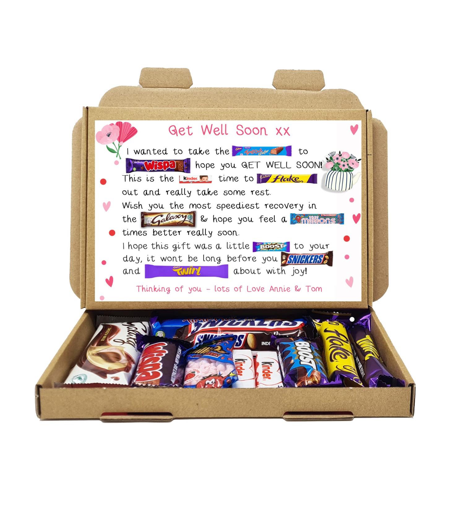 Personalsied Get well soon POEM Chocolate BOX Hug in a box Letterbox gift hamper gift Cheer up Pick me up gift for friend thinking of you - Poem Box - Pink Poem Pink - Buy Online on GoSupps.com