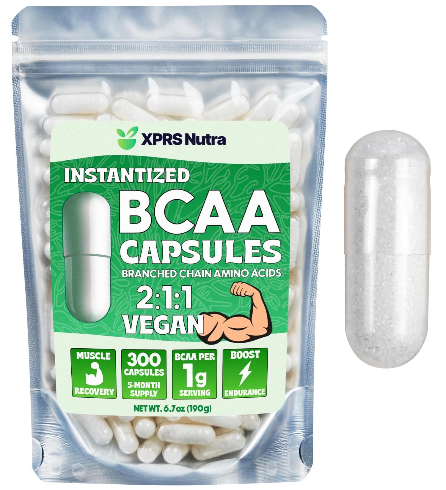 Buy Premium BCAA Amino Acids Capsules - 300 Count (3 Month Supply) | Branched Chain Amino Acids Supplement for Muscle Recovery - Buy Online on GoSupps.com