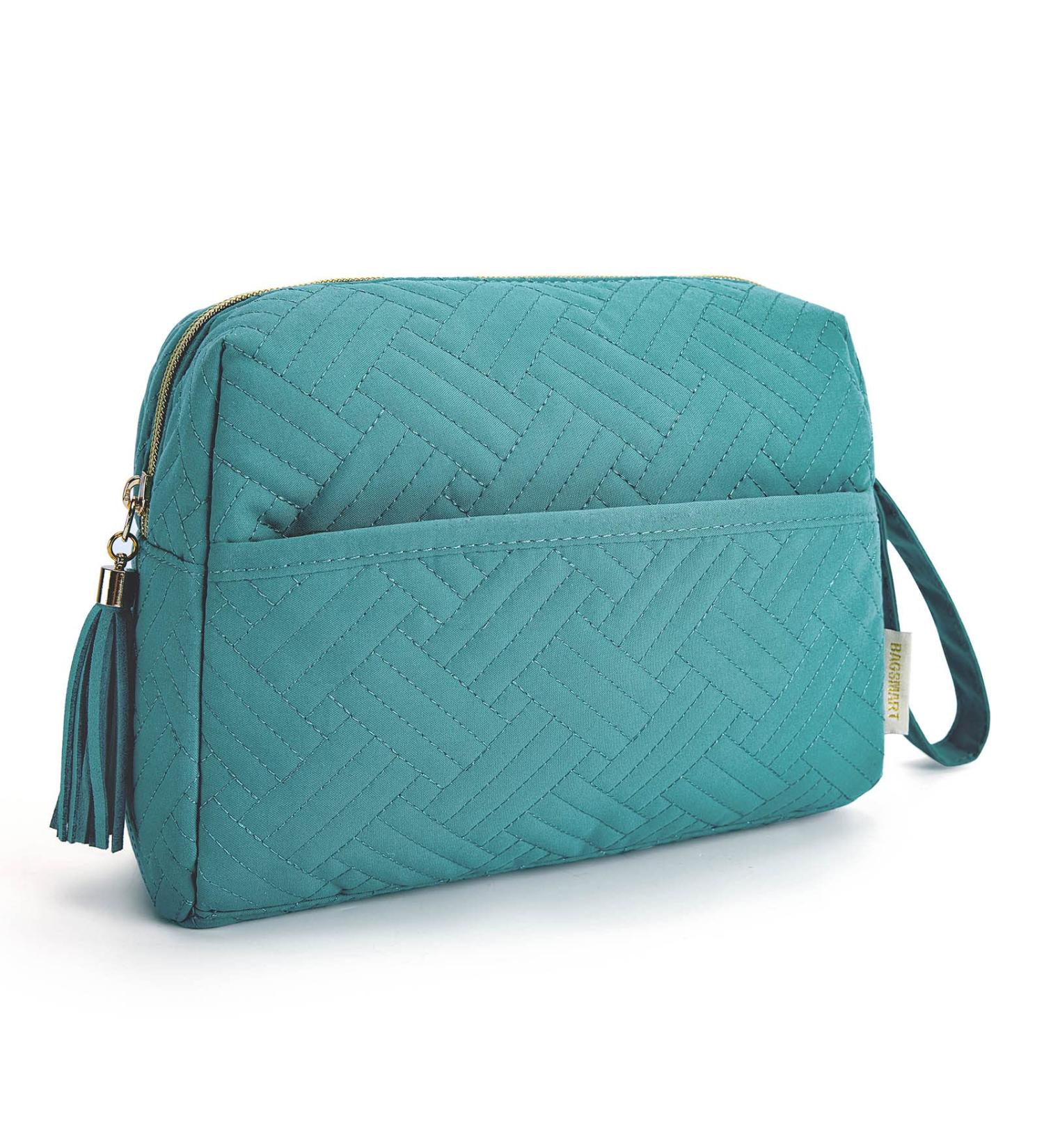 Roomy and Elegant Teal Makeup Bag by BAGSMART | Water-Resistant Toiletry Pouch for Travel | Zipper Cosmetic Organizer - Buy Online on GoSupps.com
