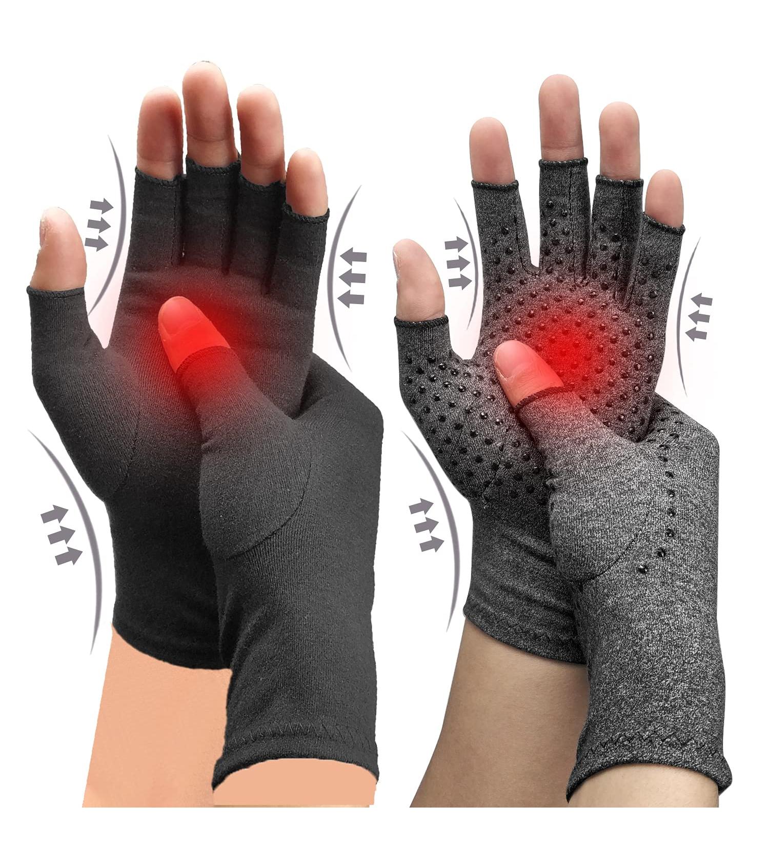4 Pairs Arthritis Compression Gloves (2 Black + 2 Grey) - Relieve Arthritis Pain - Anti-Slip Grip for Women & Men - Buy Online on GoSupps.com